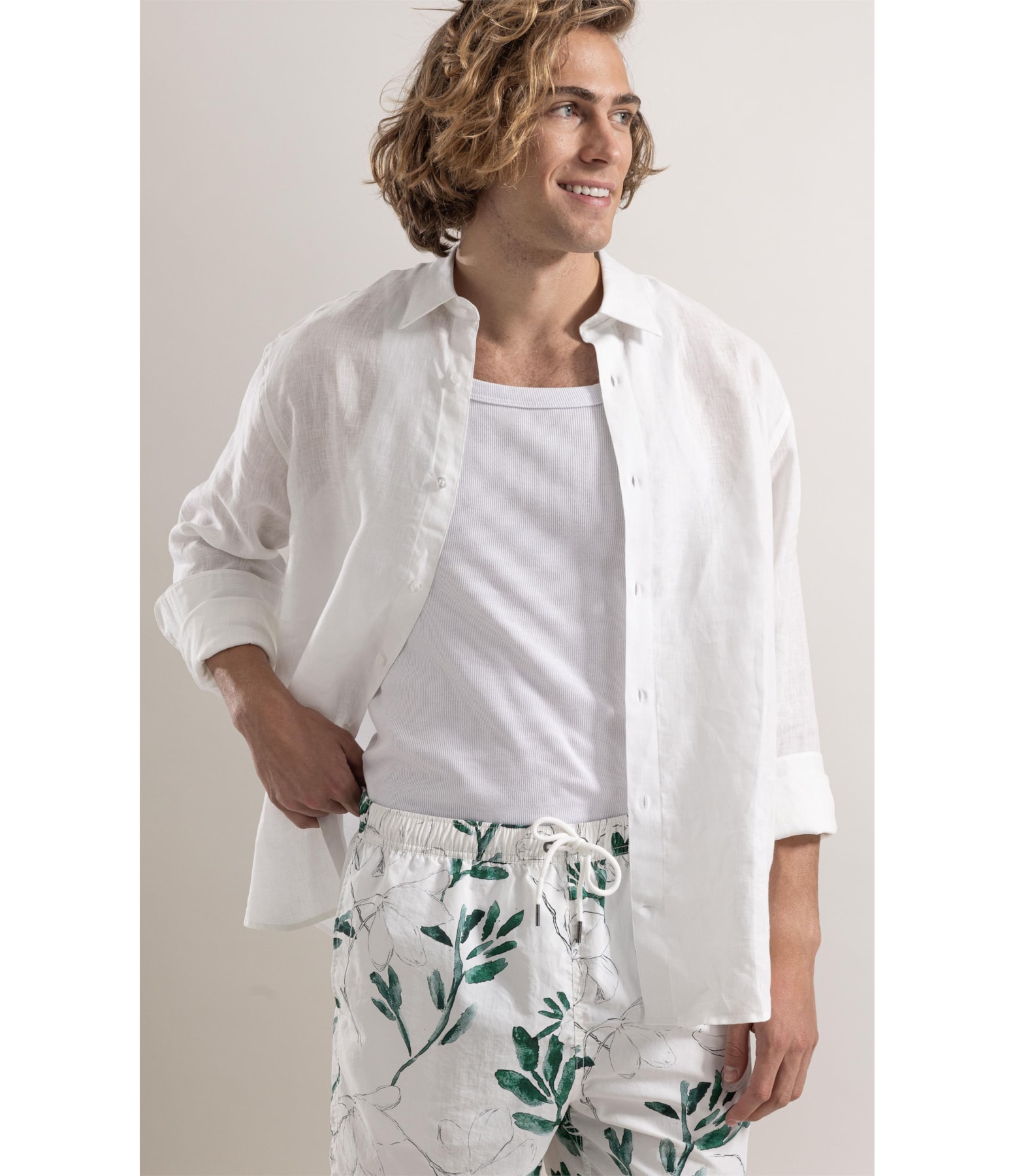 Camisa  Puro Linho  Uni Ml Off White