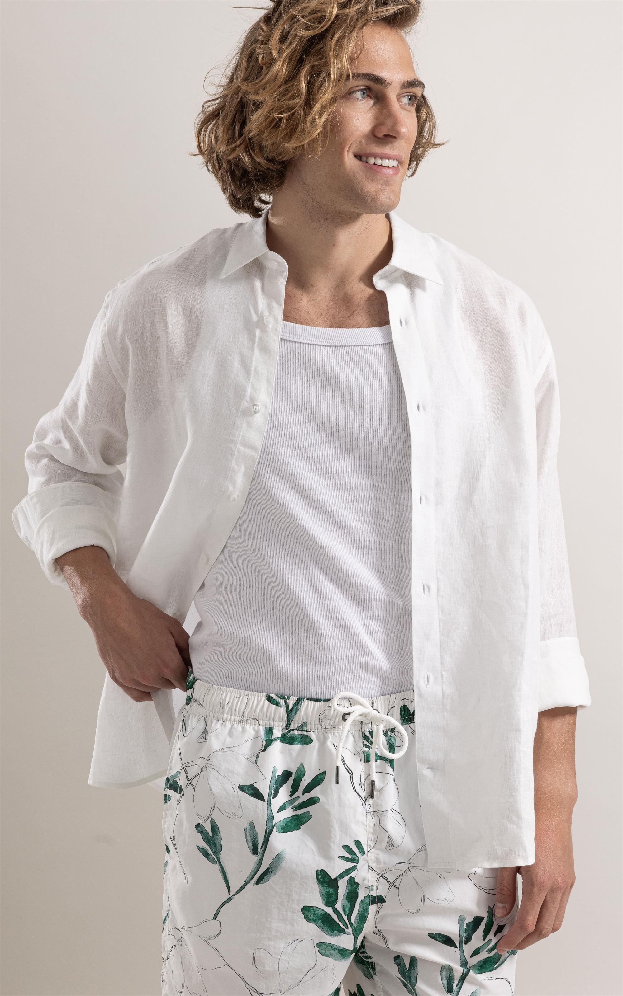 Camisa  Puro Linho  Uni Ml Off White