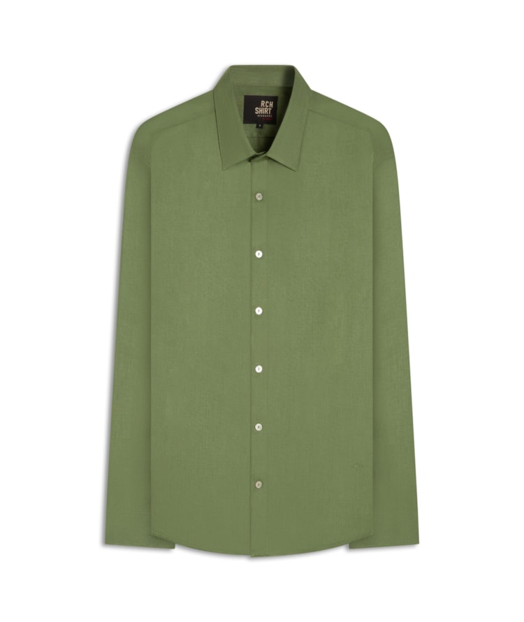 Camisa  Puro Linho  Uni Ml Verde Army Ii