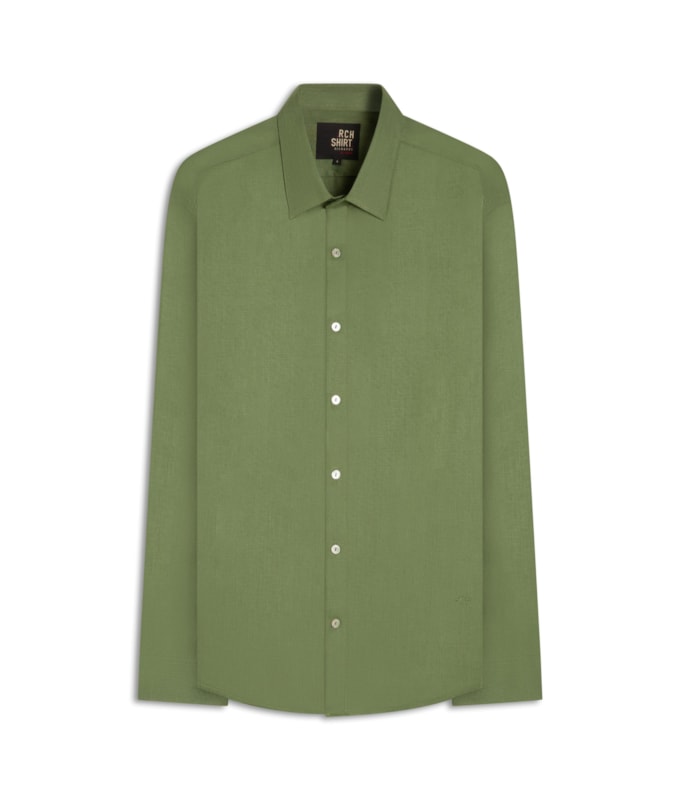 Camisa  Puro Linho  Uni Ml Verde Army Ii