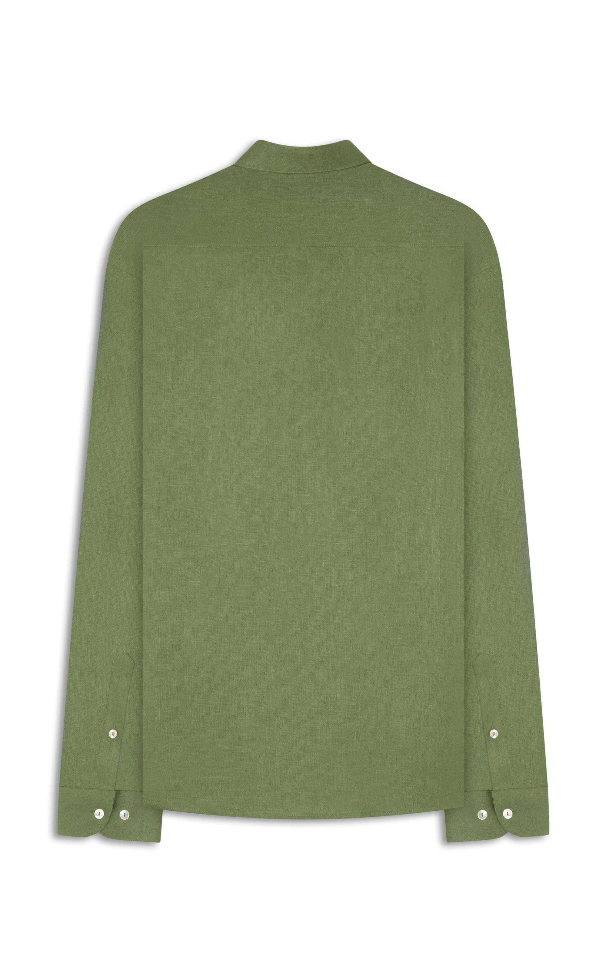 Camisa  Puro Linho  Uni Ml Verde Army Ii