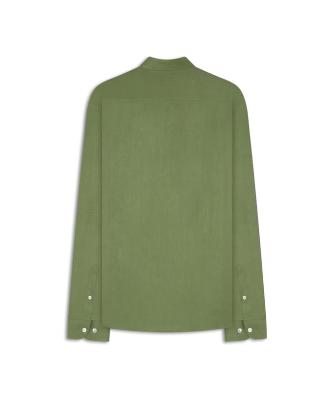 Camisa  Puro Linho  Uni Ml Verde Army Ii