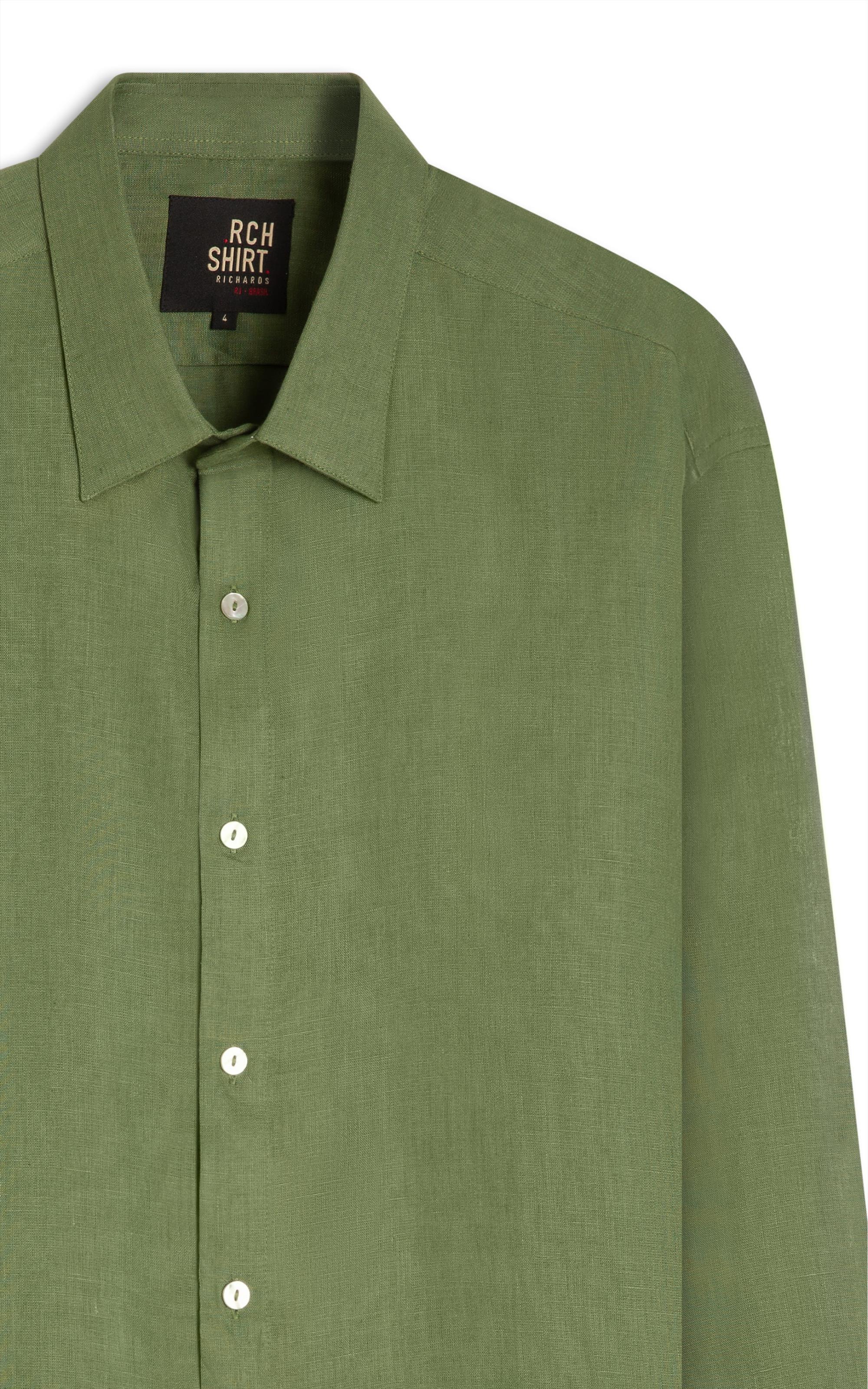Camisa  Puro Linho  Uni Ml Verde Army Ii