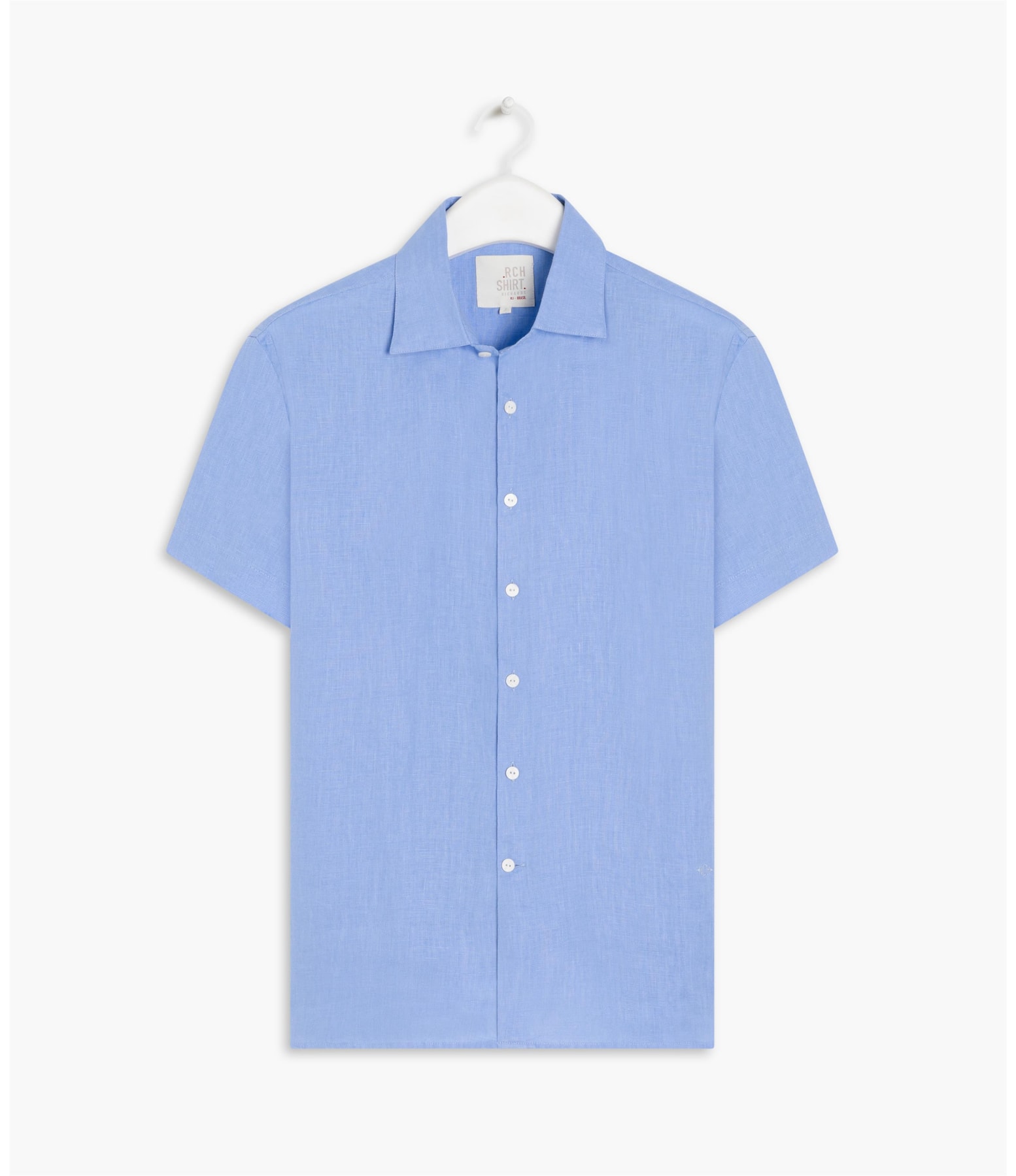 Camisa  Puro Linho  Unicolor Azul Bic