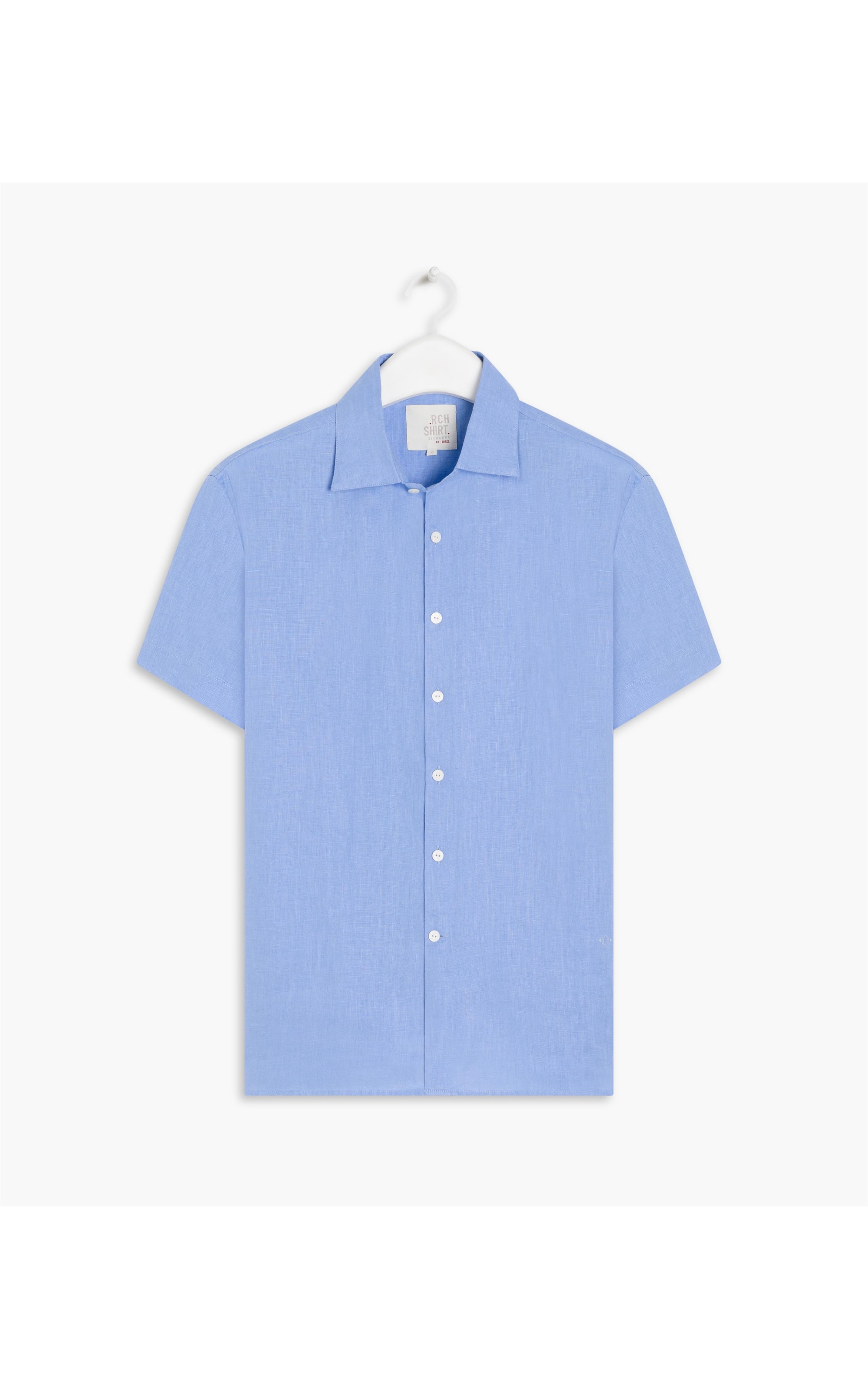 Camisa  Puro Linho  Unicolor Azul Bic