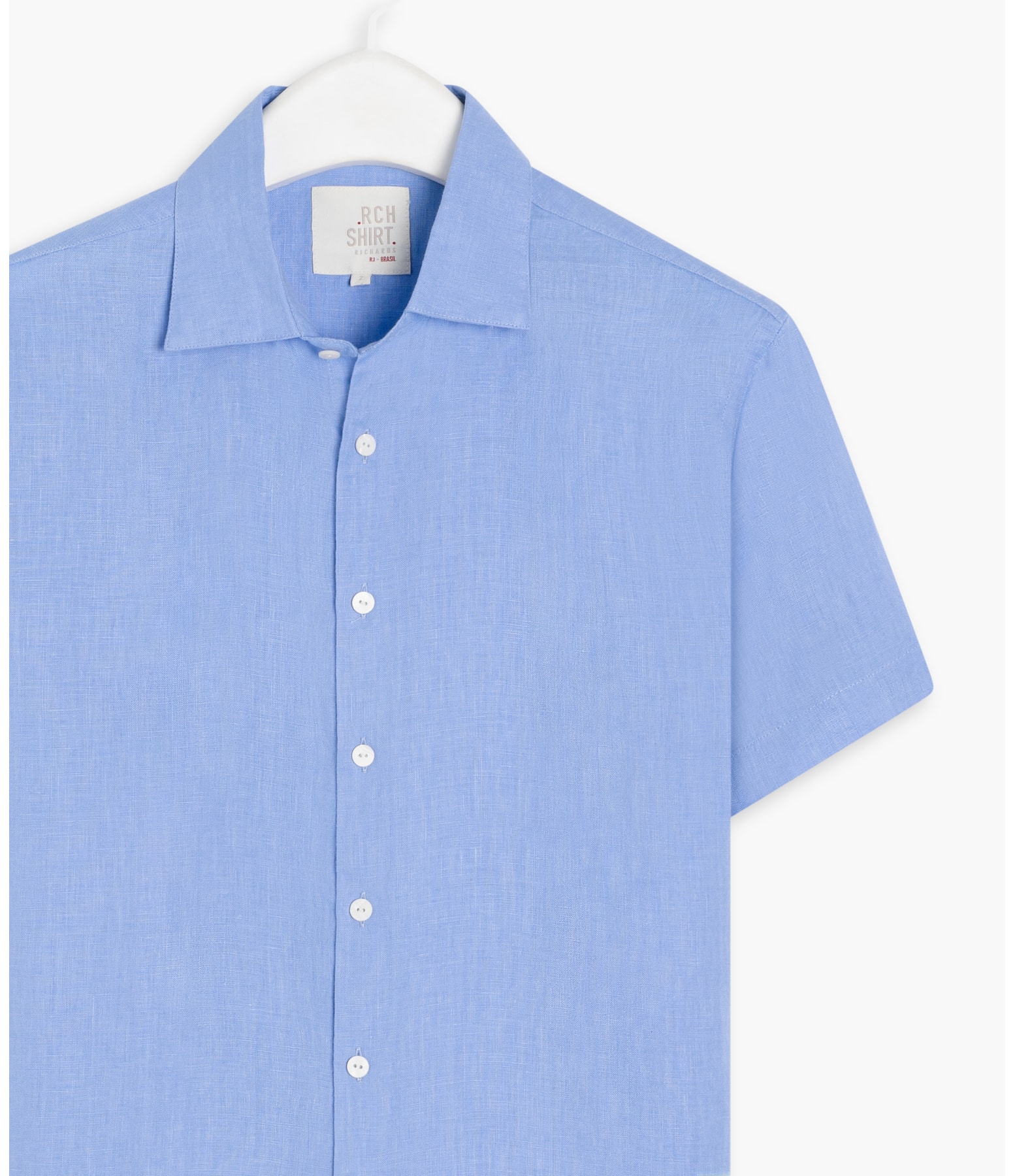 Camisa  Puro Linho  Unicolor Azul Bic