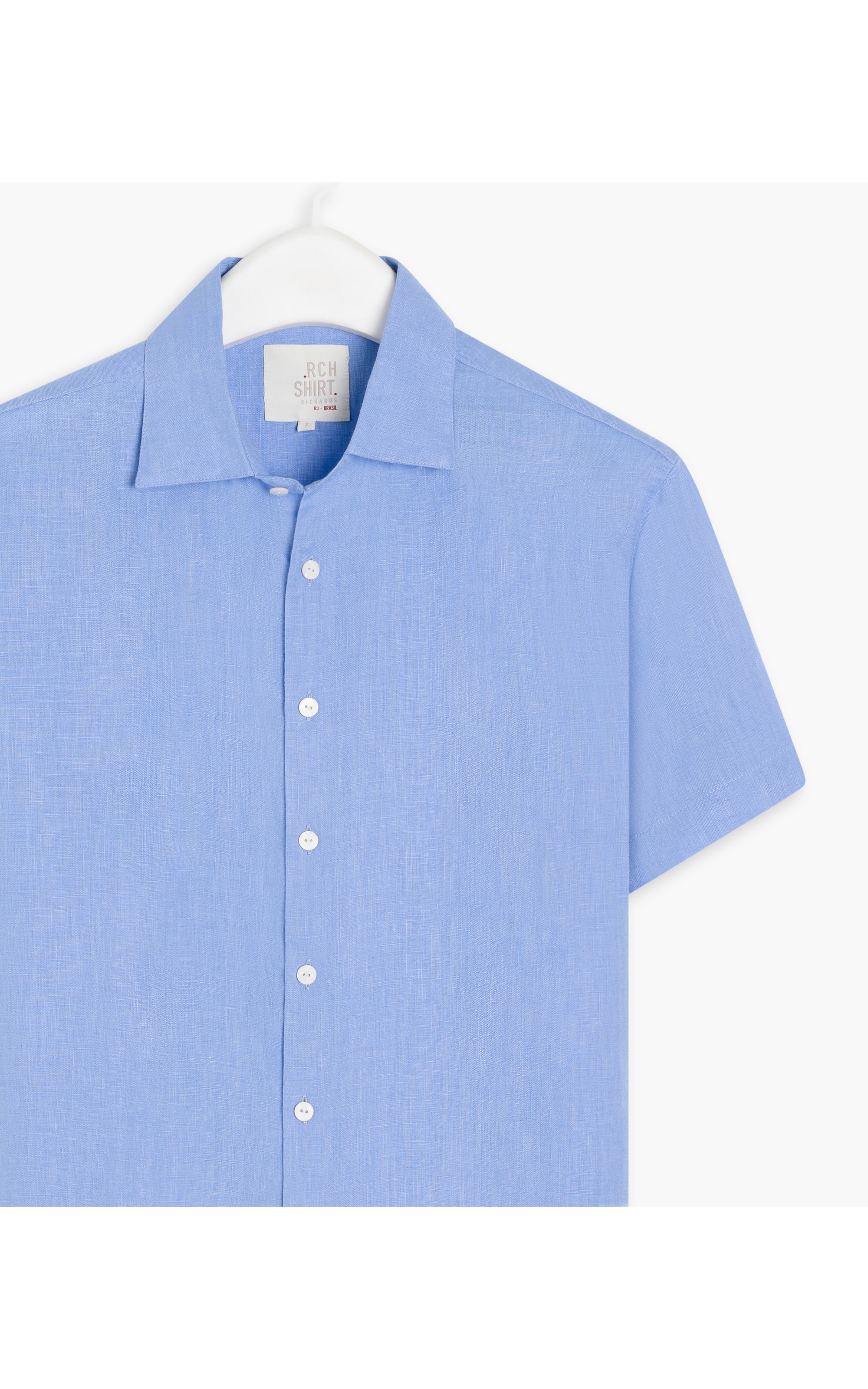 Camisa  Puro Linho  Unicolor Azul Bic