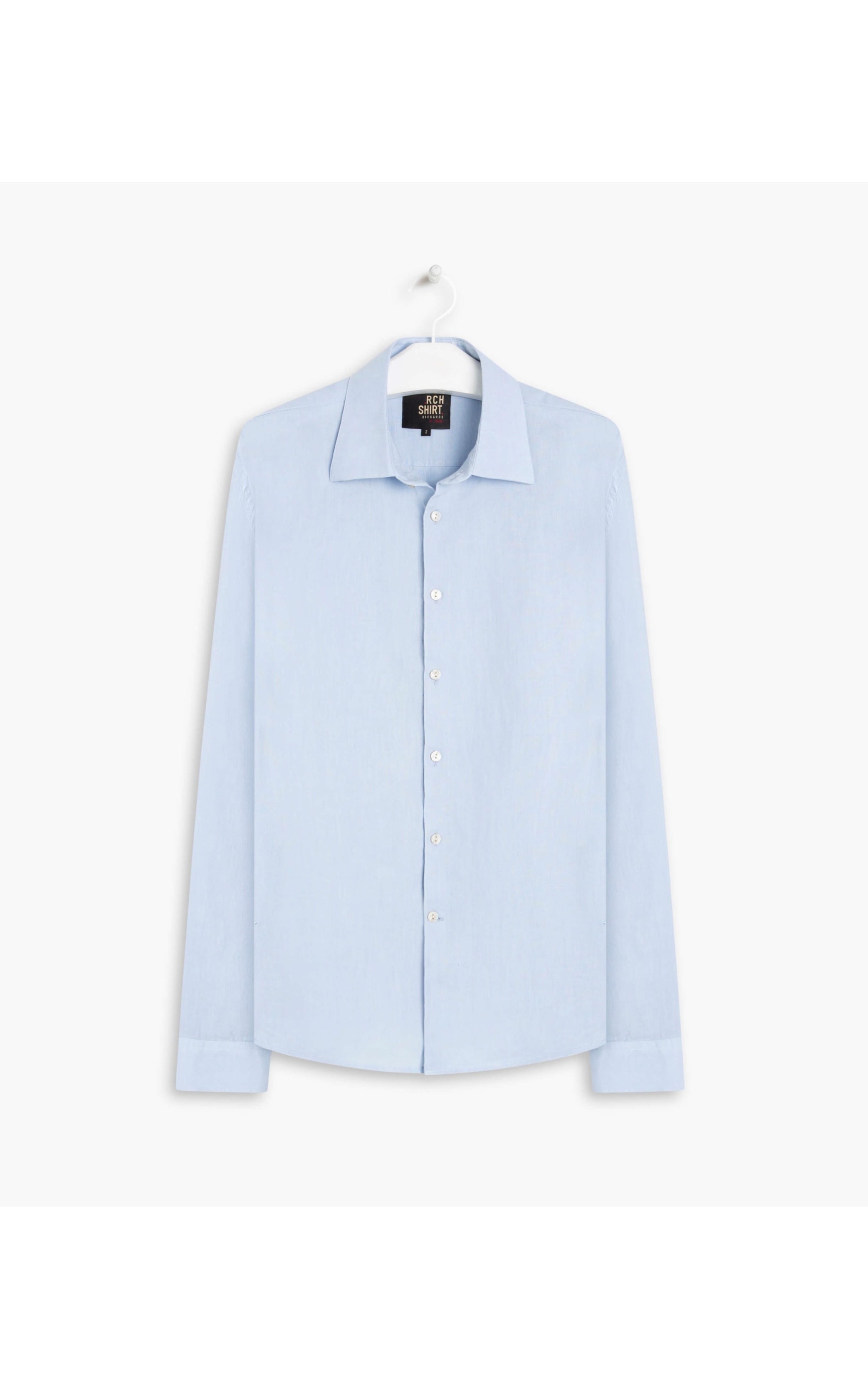 Camisa  Puro Linho  Unicolor Azul Chofer