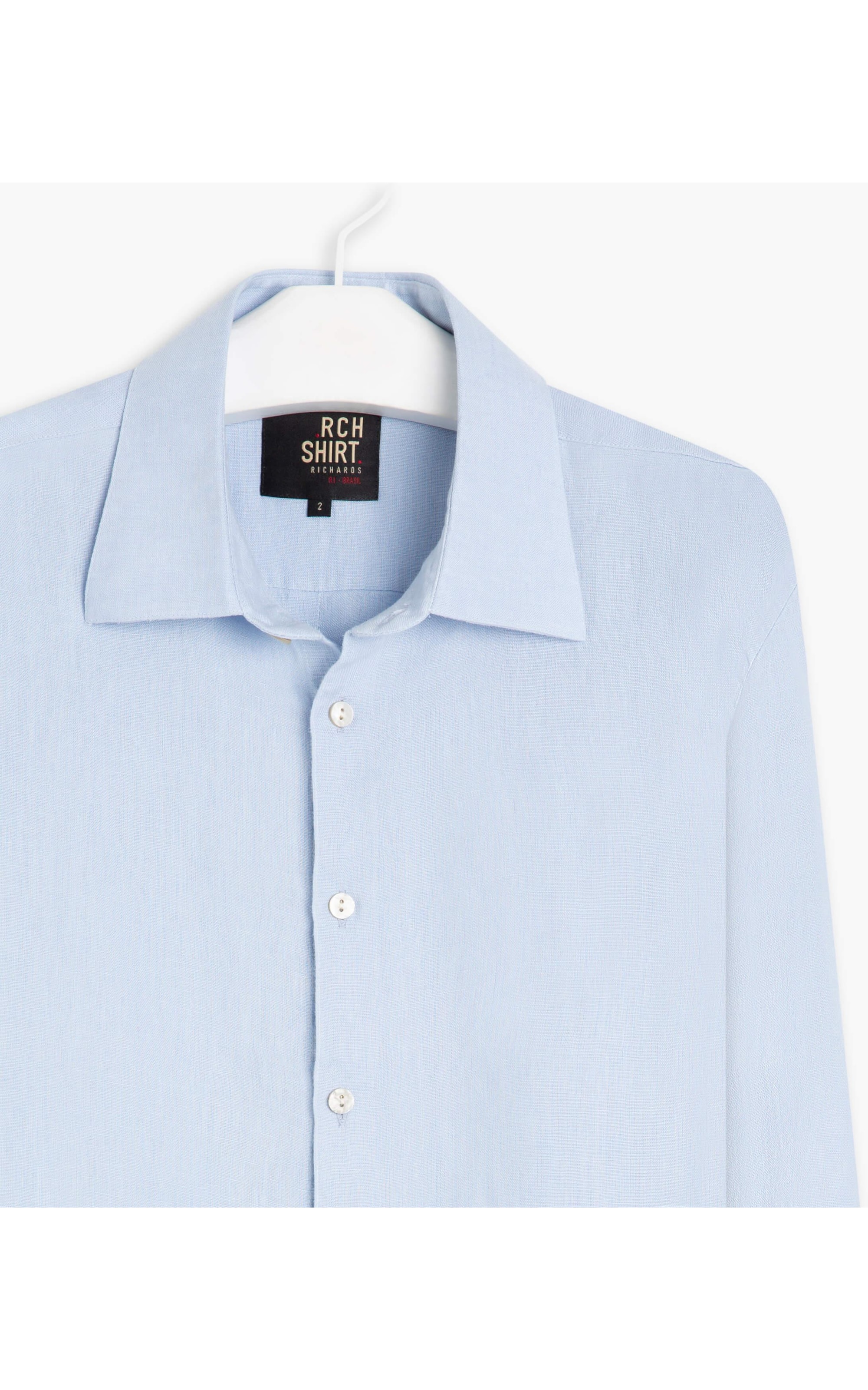 Camisa  Puro Linho  Unicolor Azul Chofer