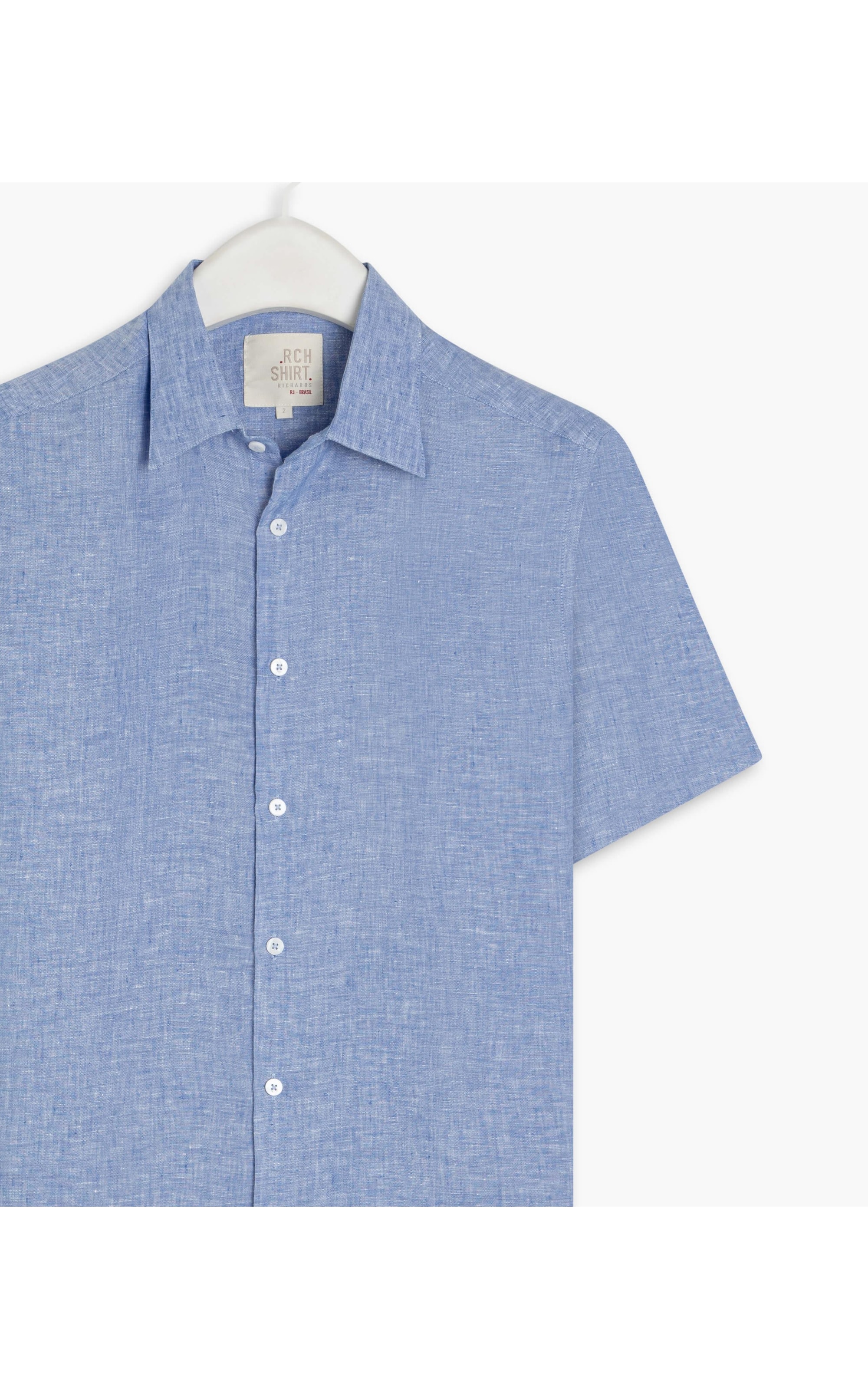 Camisa Puro Linho  Unicolor Azul Claro