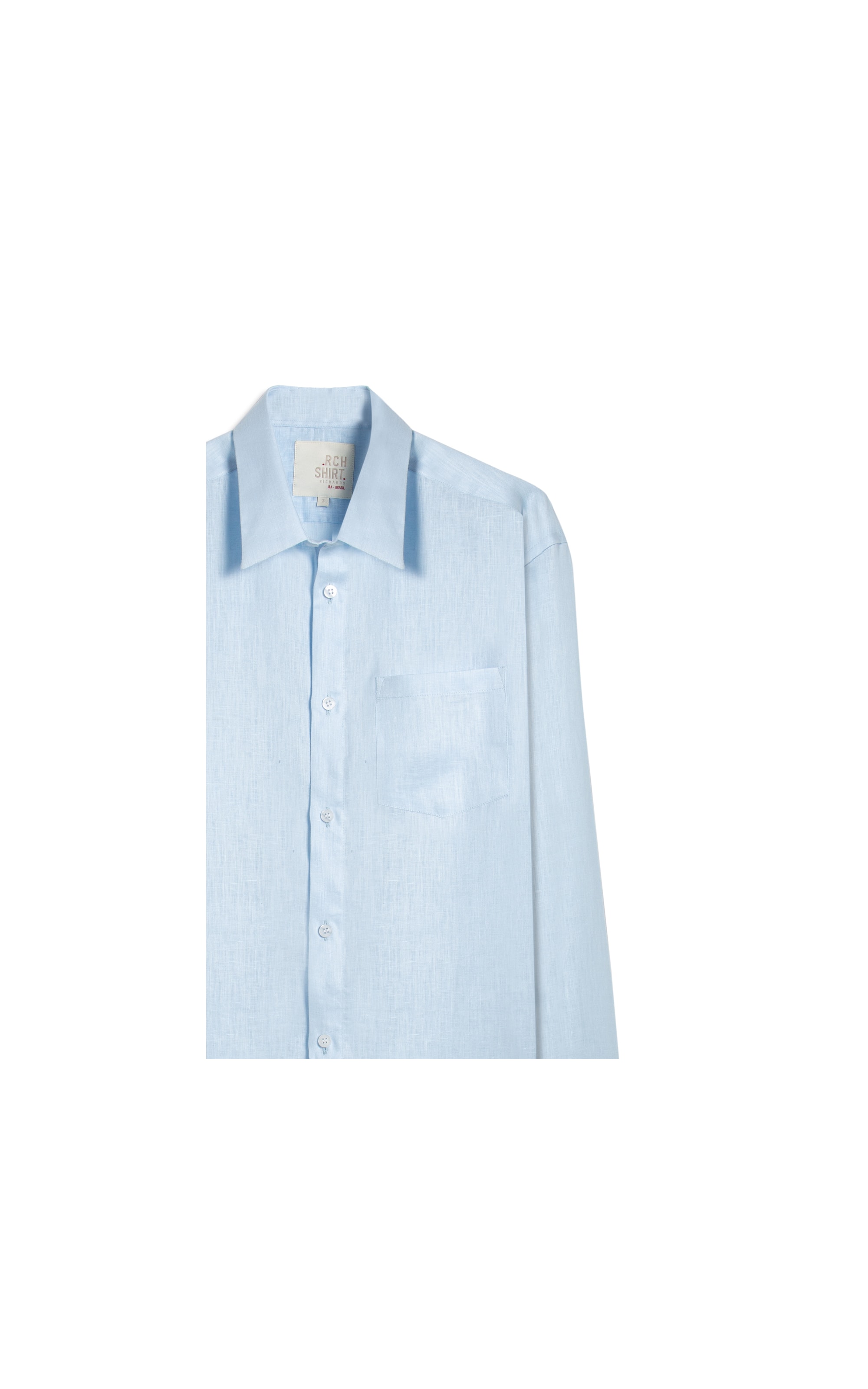 Camisa  Puro Linho  Unicolor Azul Claro