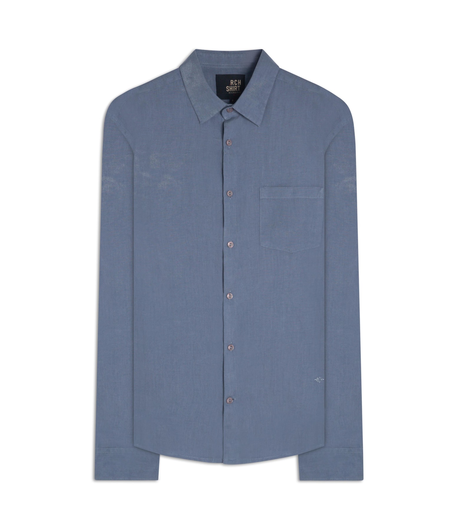 Camisa Puro Linho  Unicolor Blue Vintage