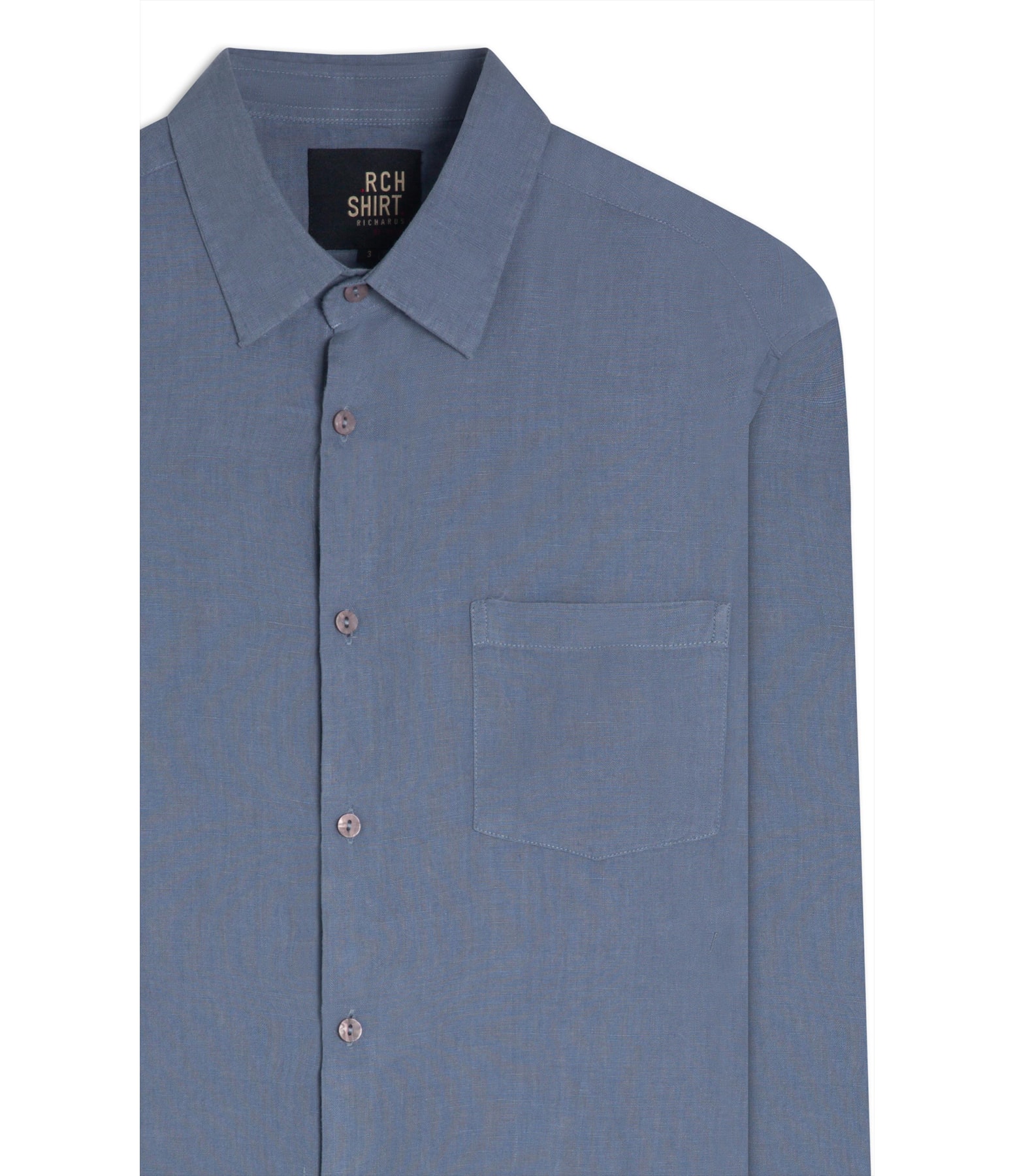 Camisa Puro Linho  Unicolor Blue Vintage