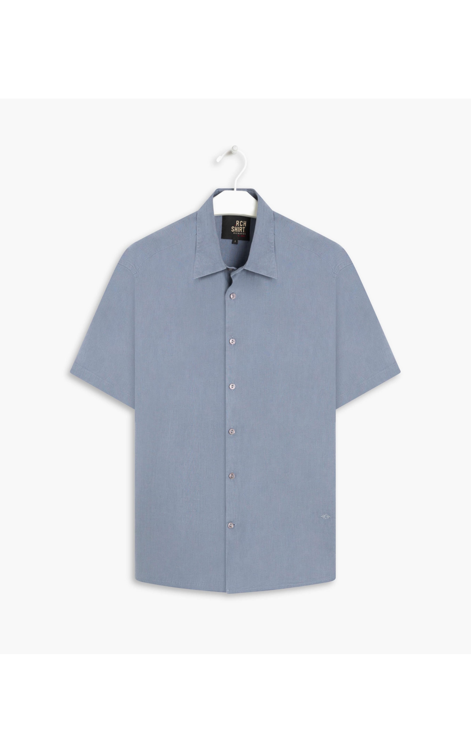Camisa Puro Linho  Unicolor Blue Vintage
