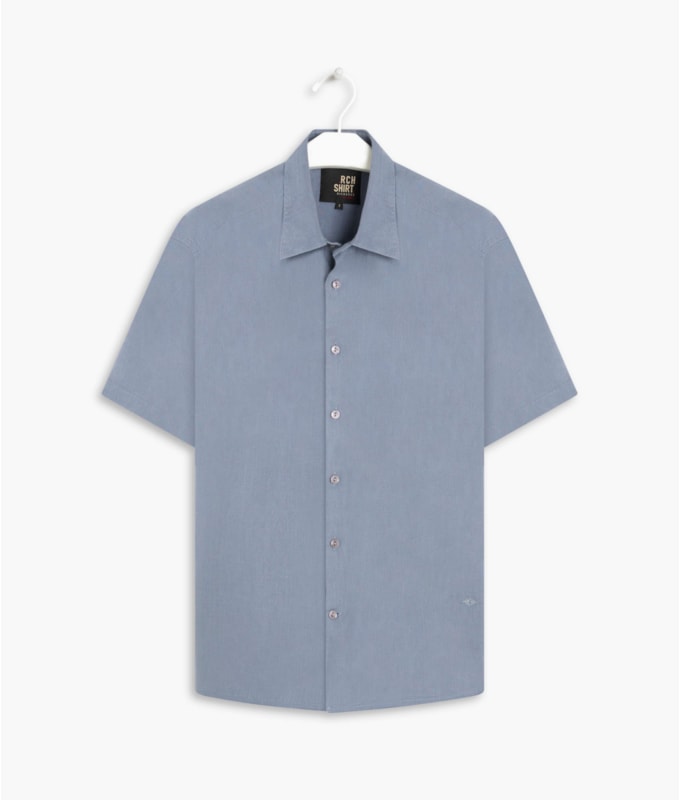 Camisa Puro Linho  Unicolor Blue Vintage