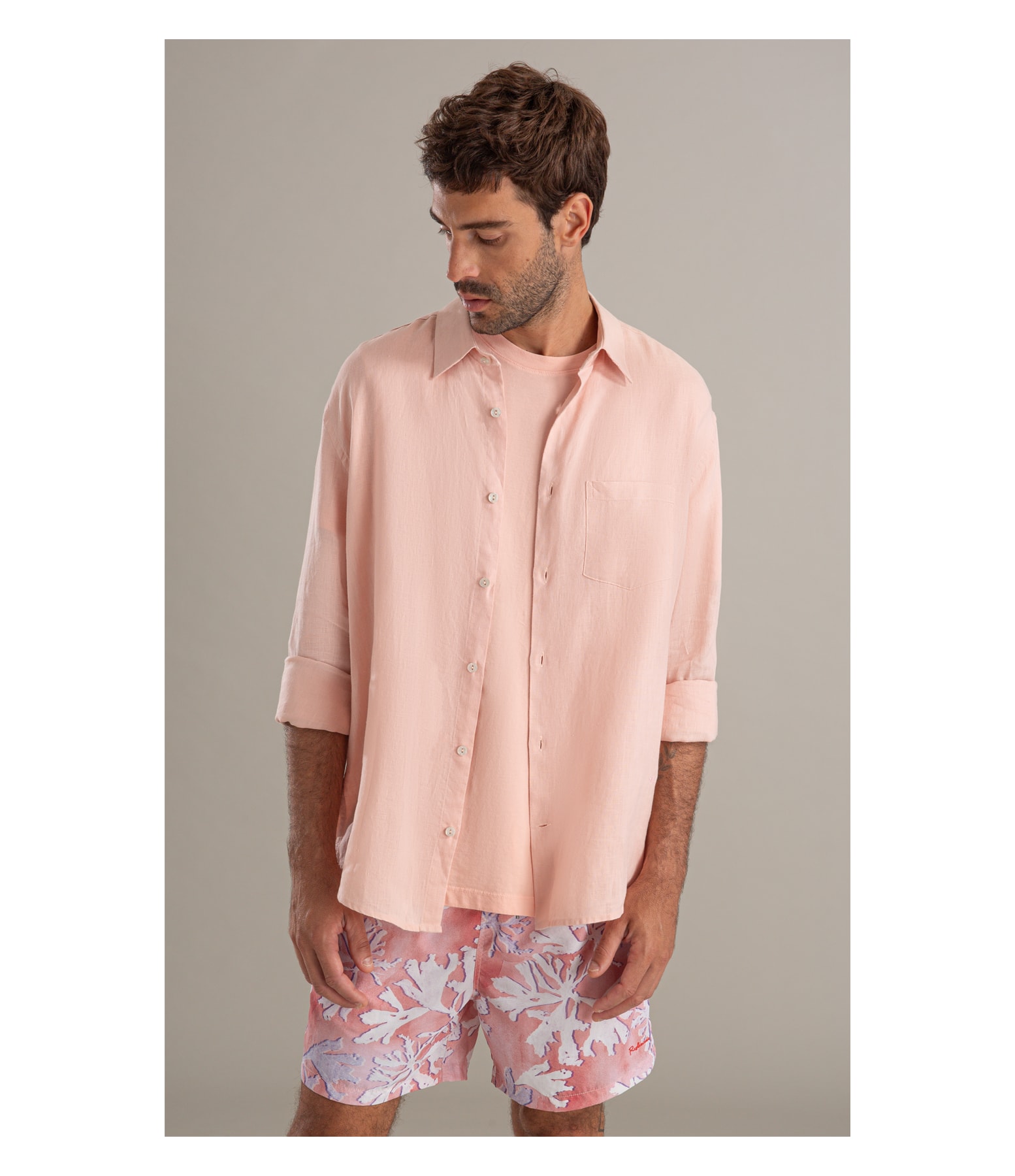 Camisa  Puro Linho  Unicolor m Nude
