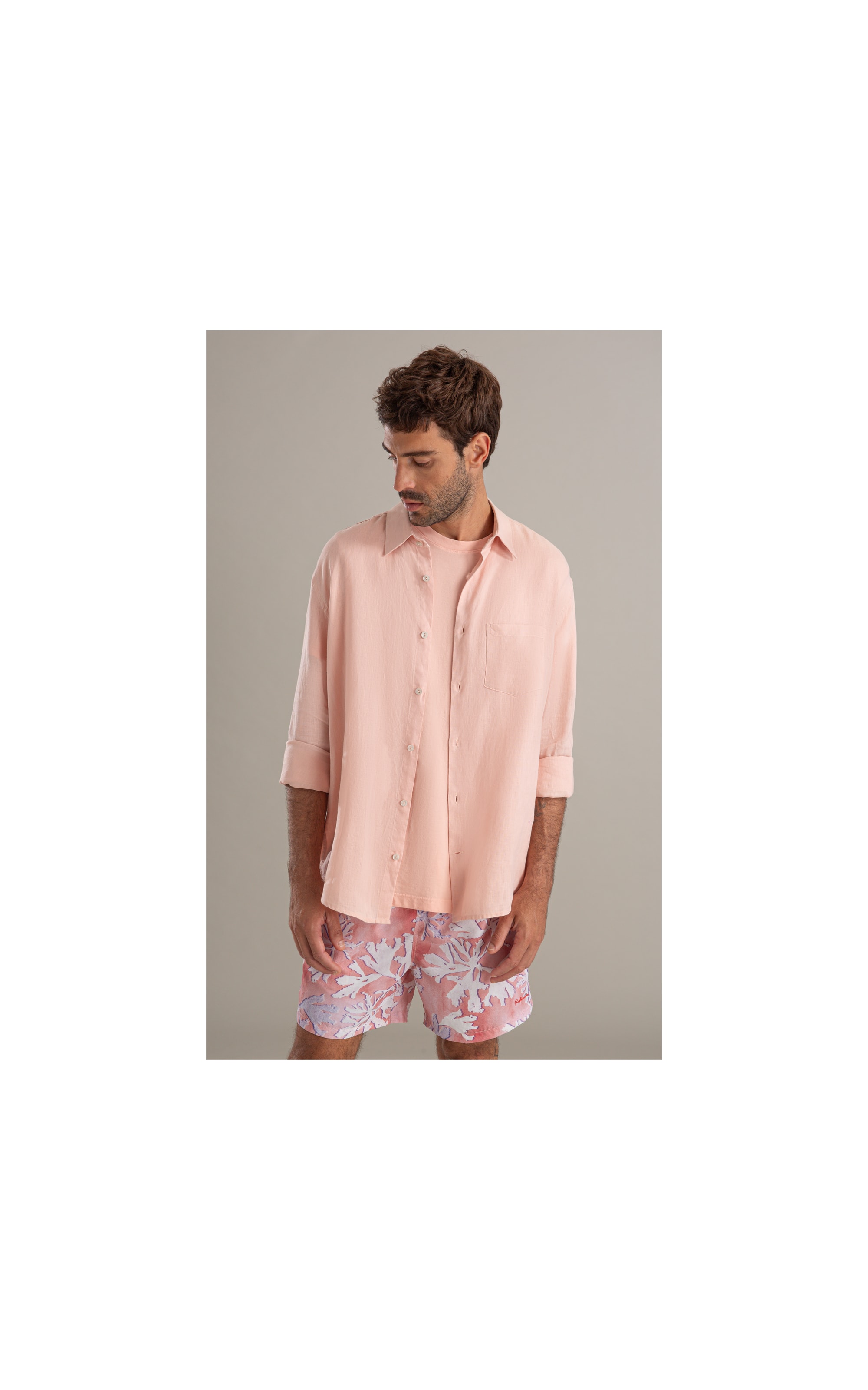 Camisa  Puro Linho  Unicolor m Nude