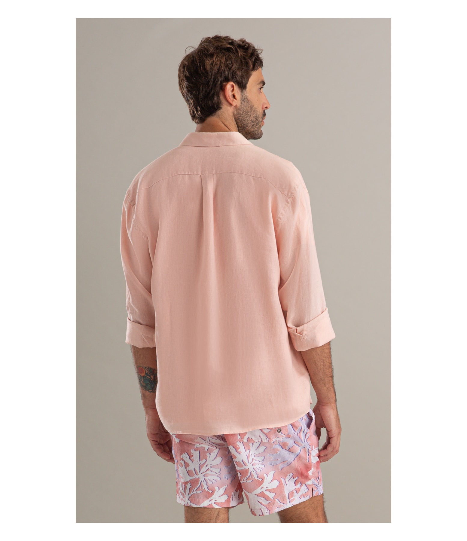 Camisa  Puro Linho  Unicolor m Nude