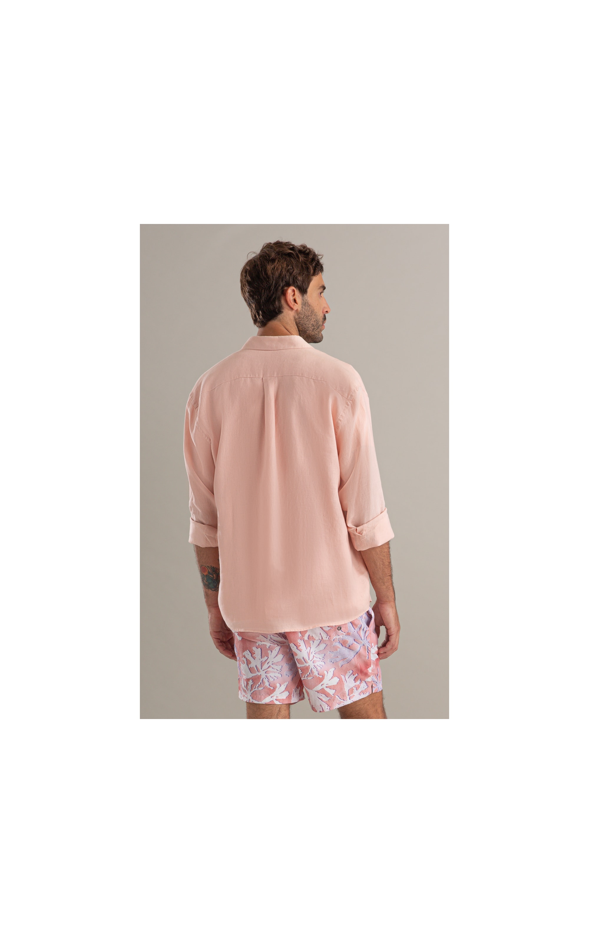 Camisa  Puro Linho  Unicolor m Nude