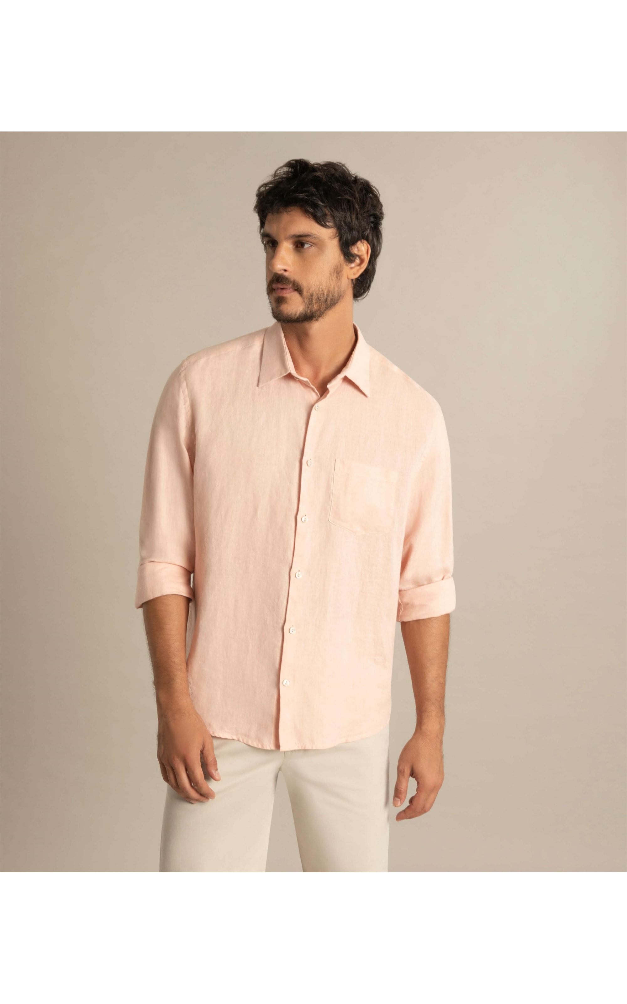 Camisa  Puro Linho  Unicolor Nude