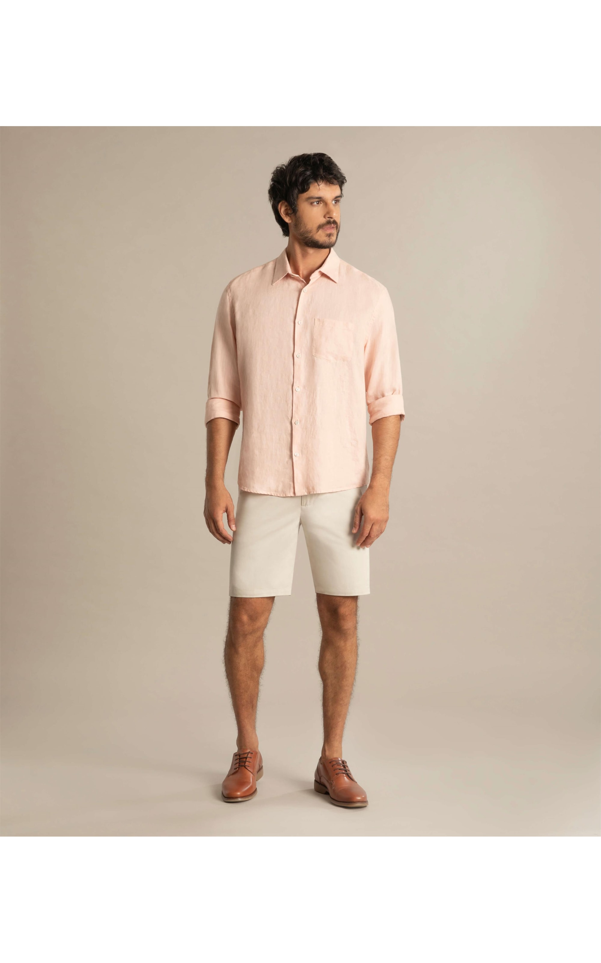Camisa  Puro Linho  Unicolor Nude