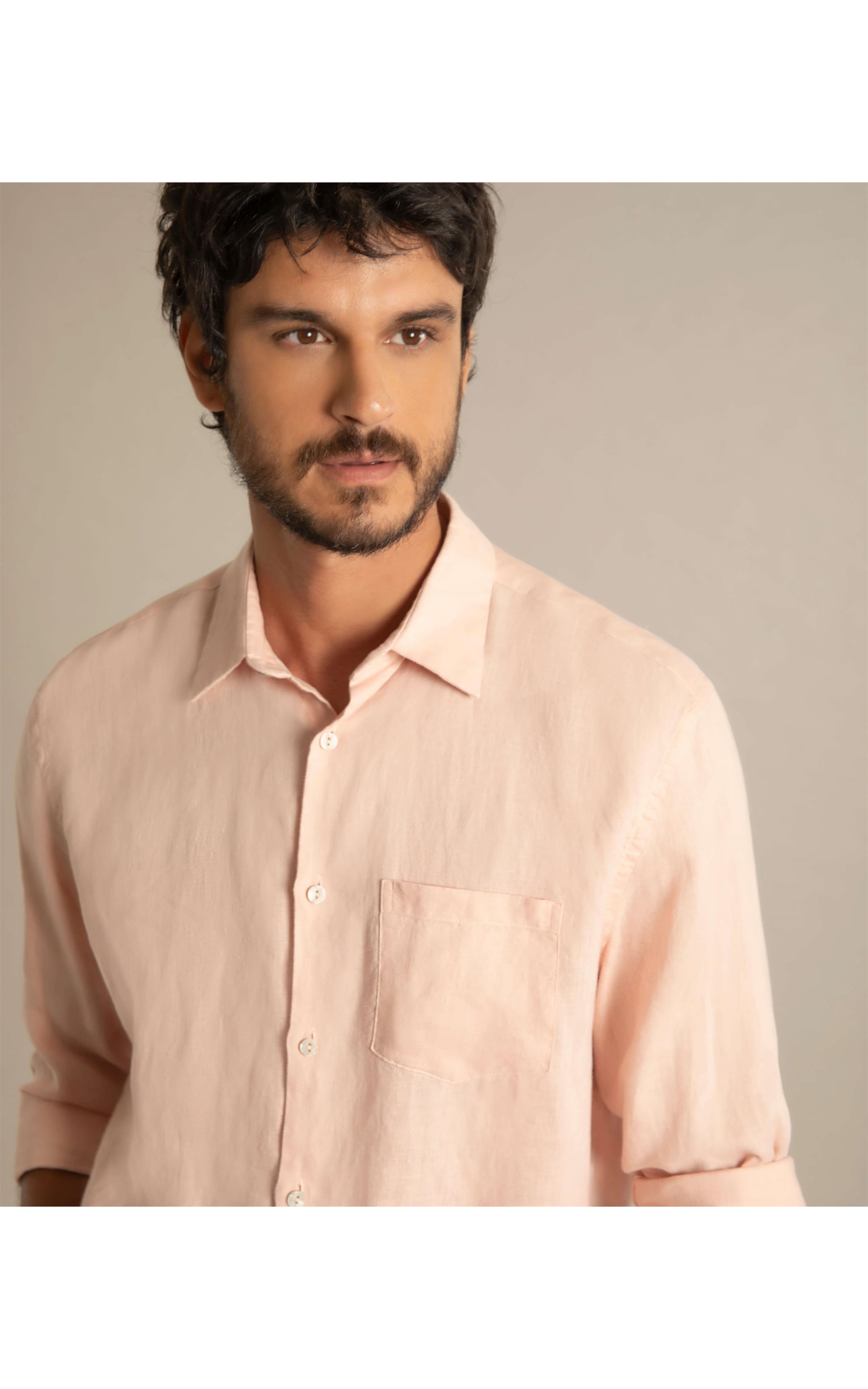 Camisa  Puro Linho  Unicolor Nude
