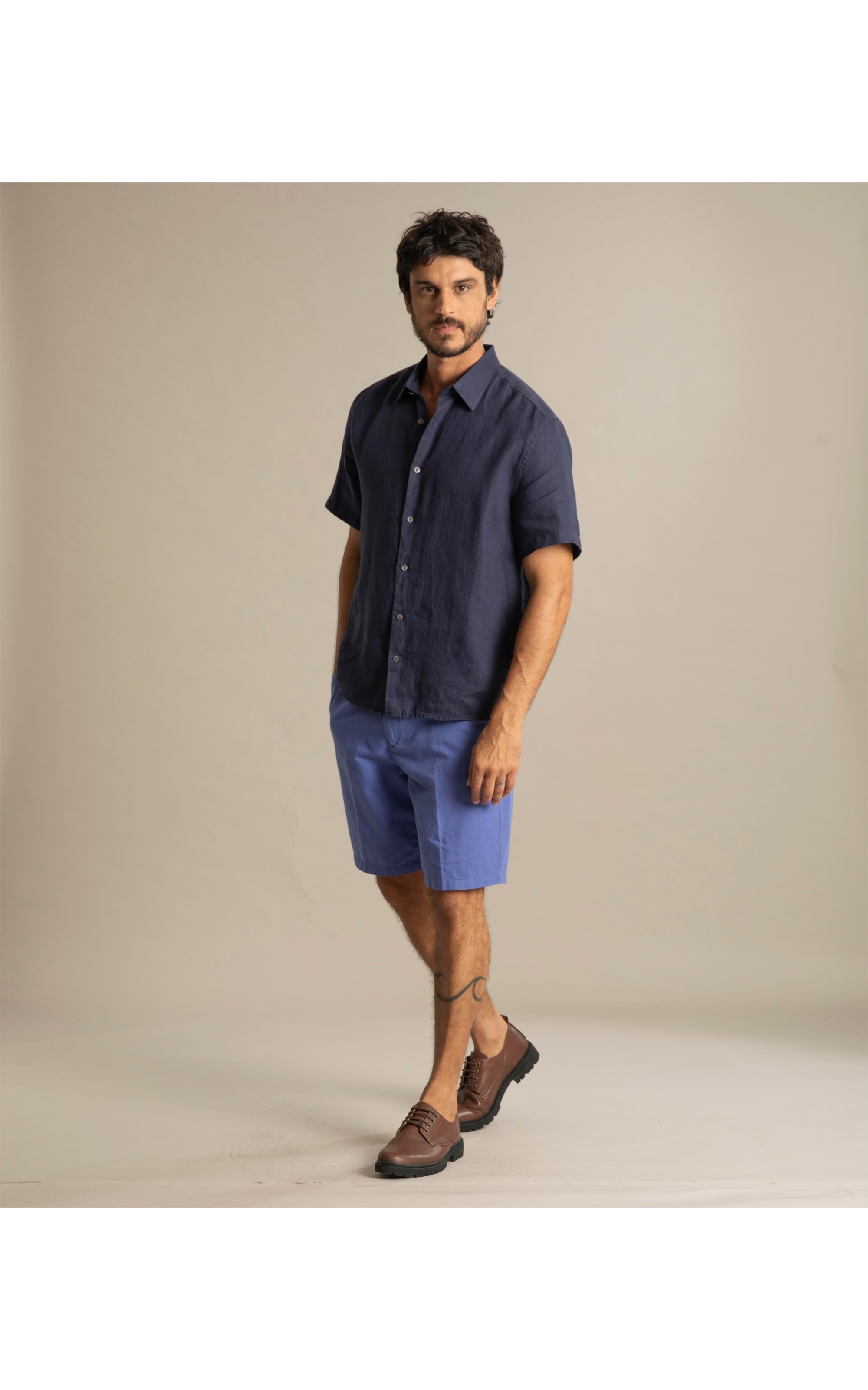 Camisa  Puro Linho  Unicolor Old Purple