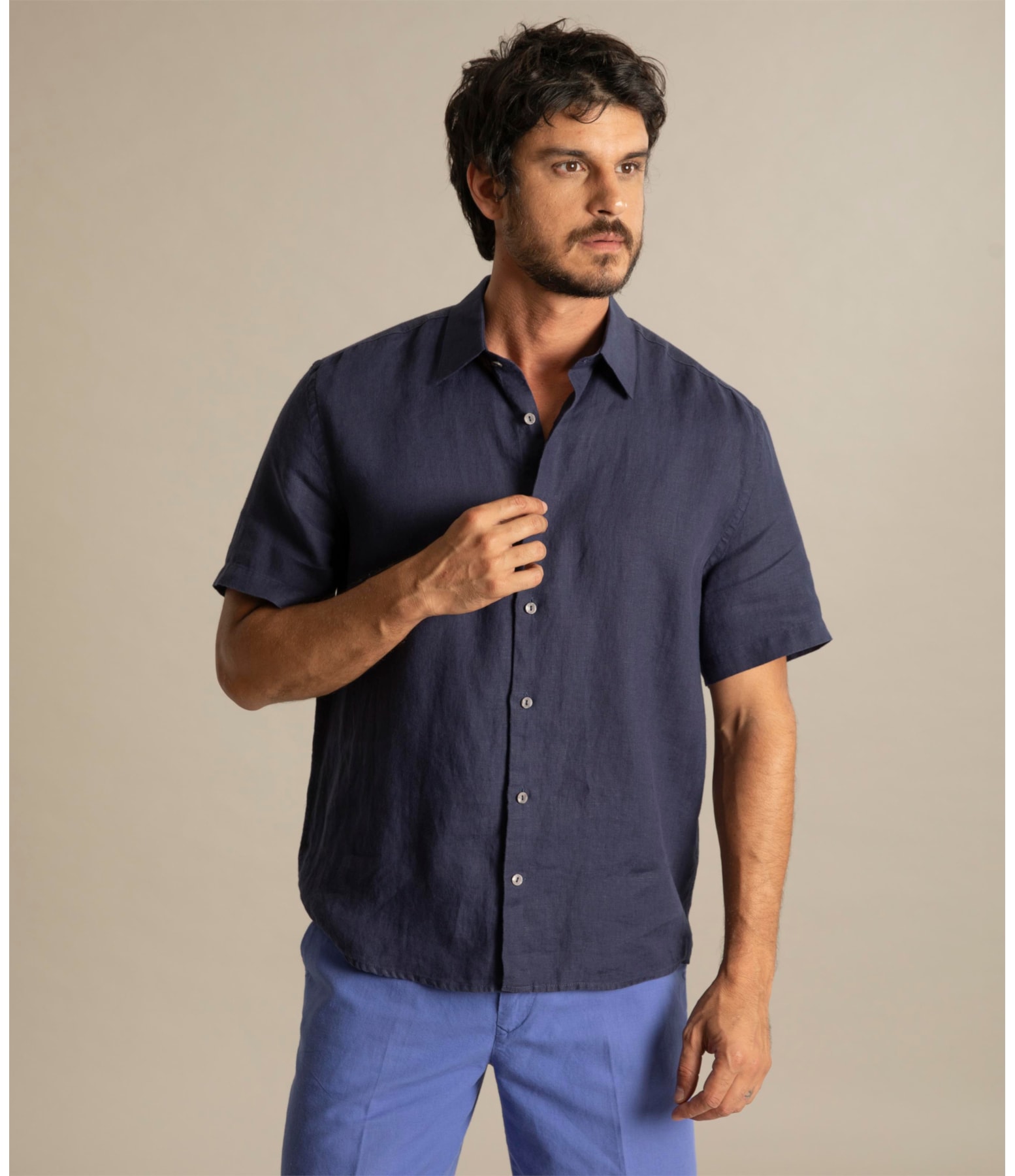 Camisa  Puro Linho  Unicolor Old Purple