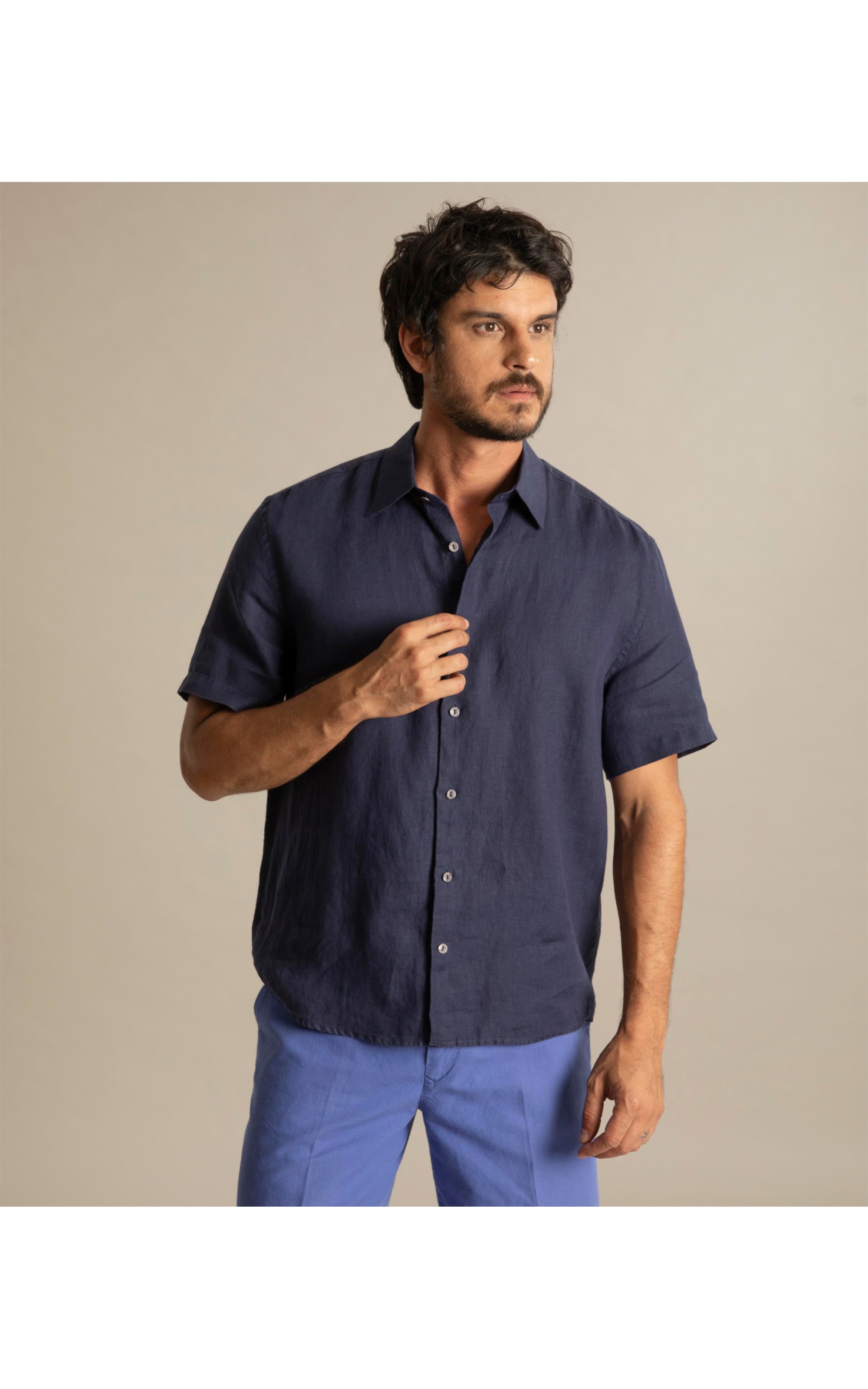 Camisa  Puro Linho  Unicolor Old Purple