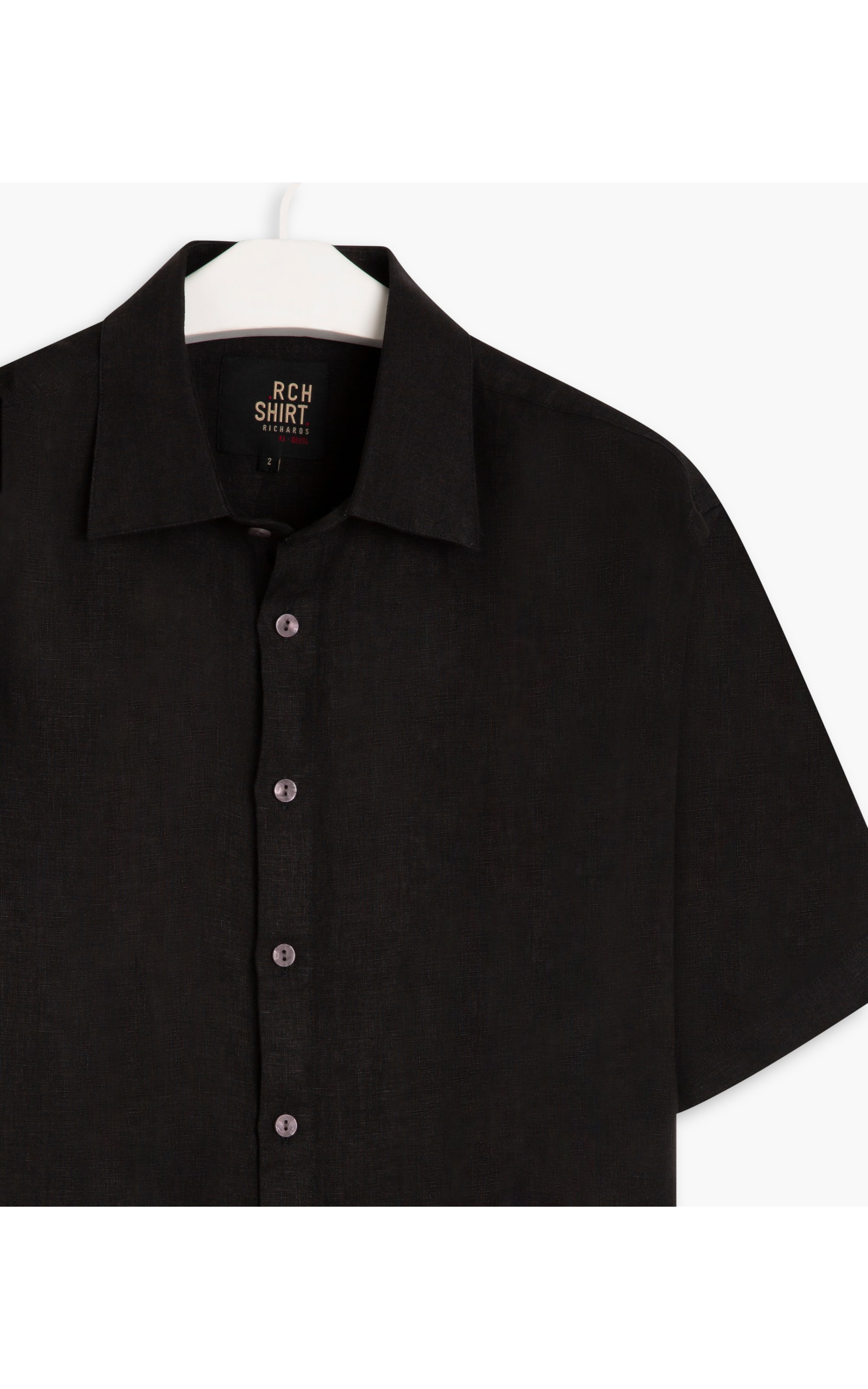 Camisa  Puro Linho  Unicolor Preto
