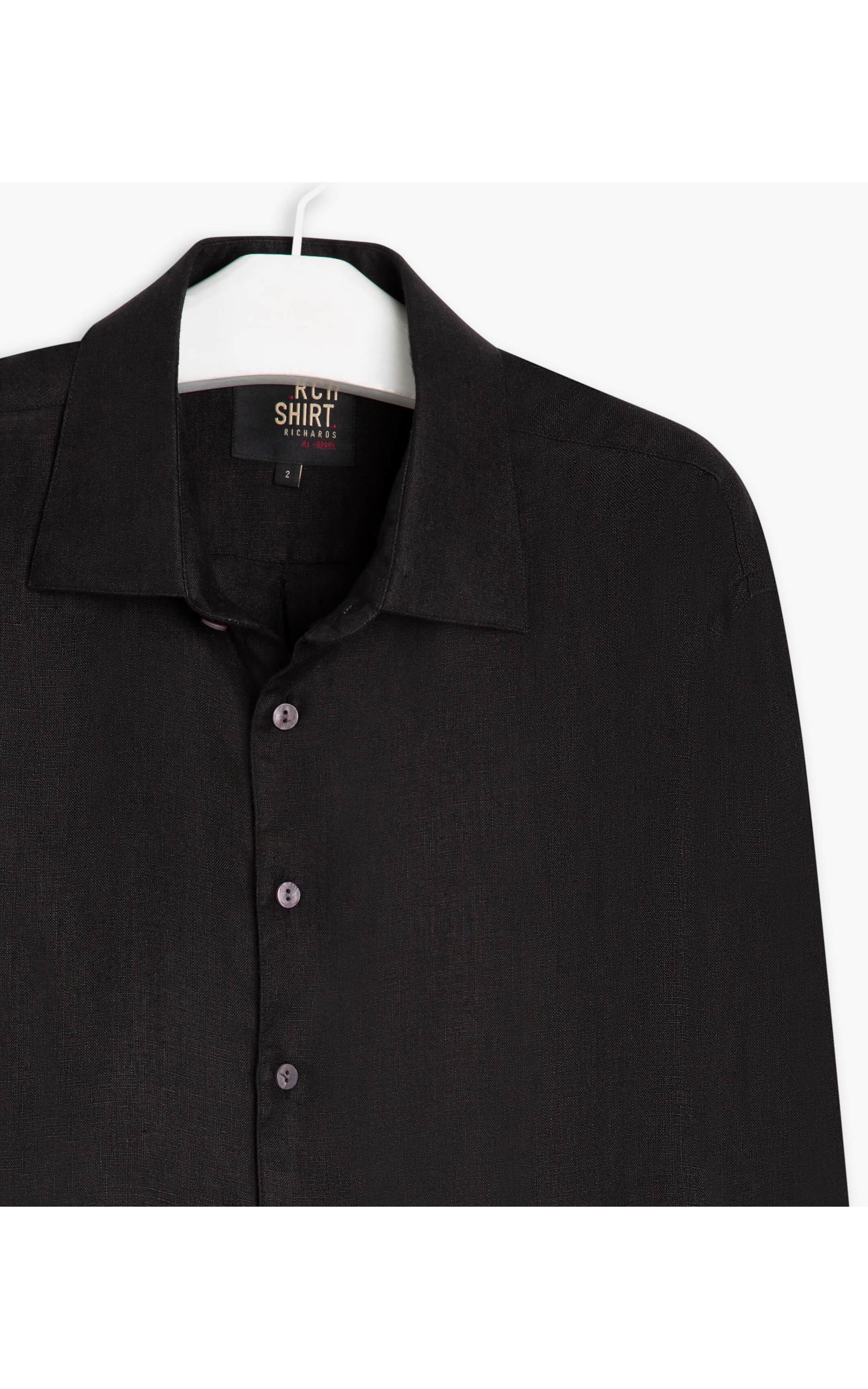 Camisa Puro Linho  Unicolor Preto