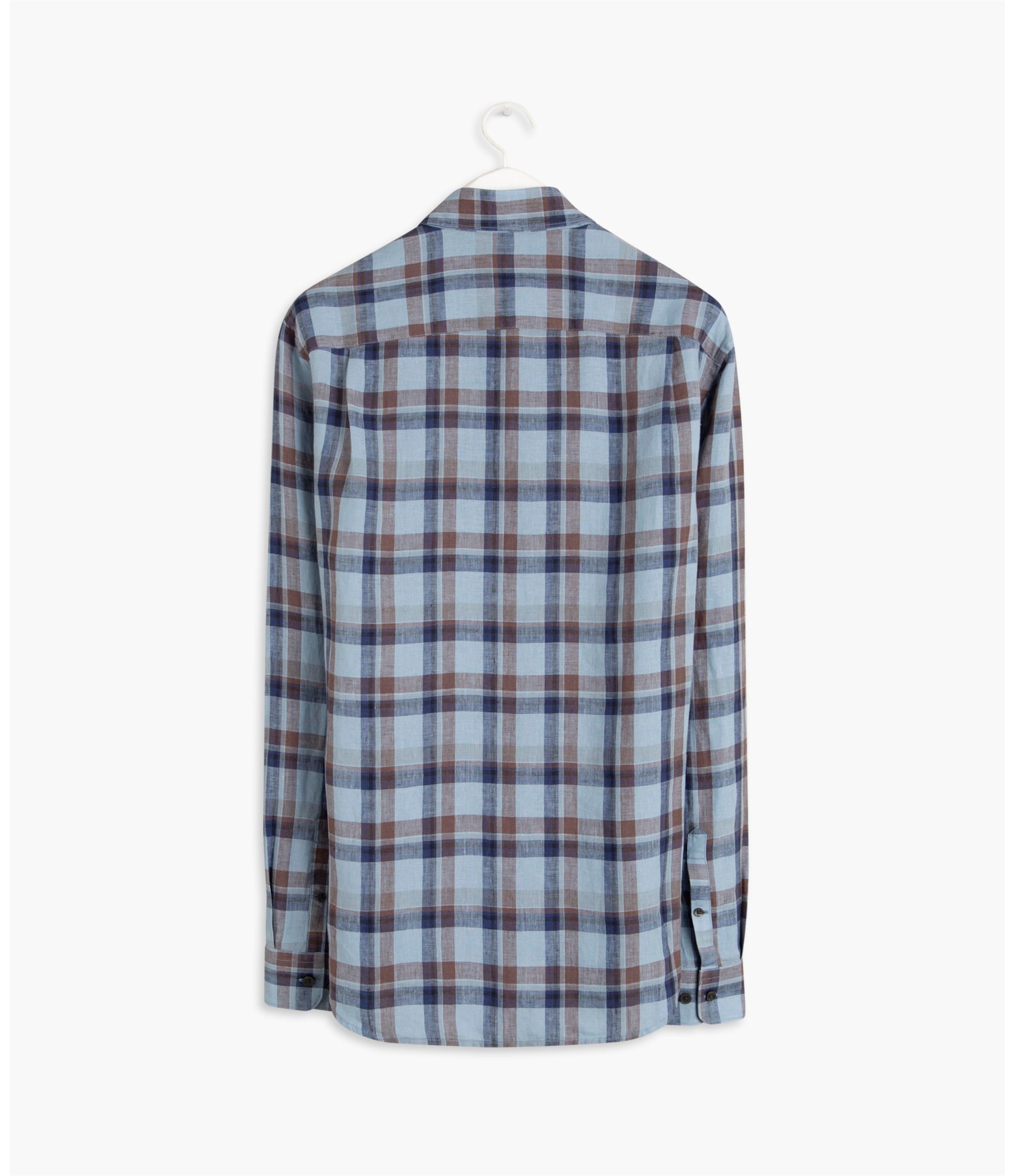 Camisa Puro Linho Xadrez Ml Azul