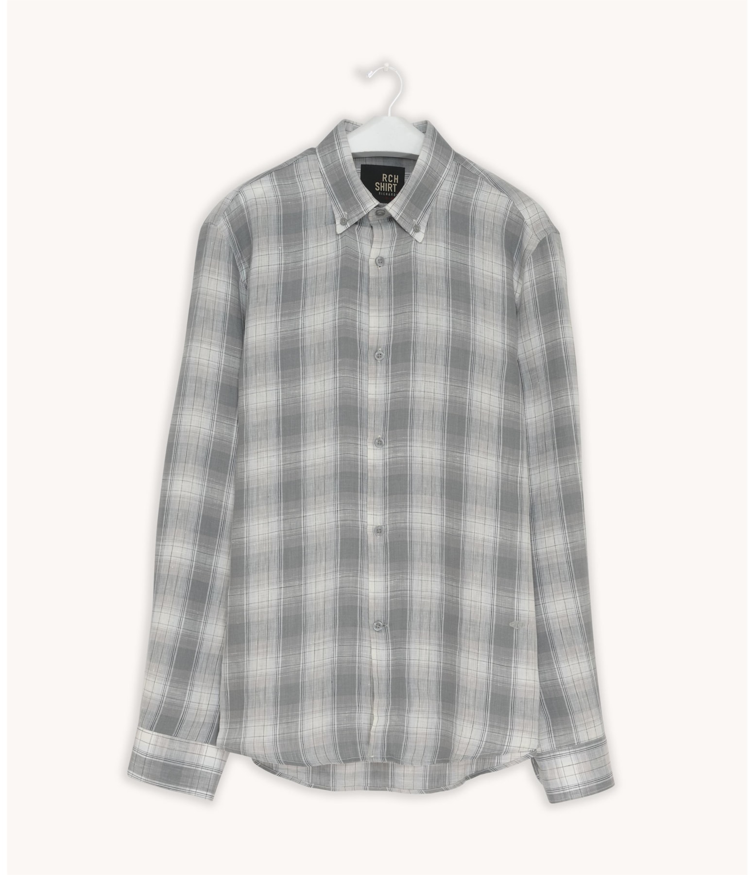 Camisa Puro Linho Xadrez Montego Ml Cinza