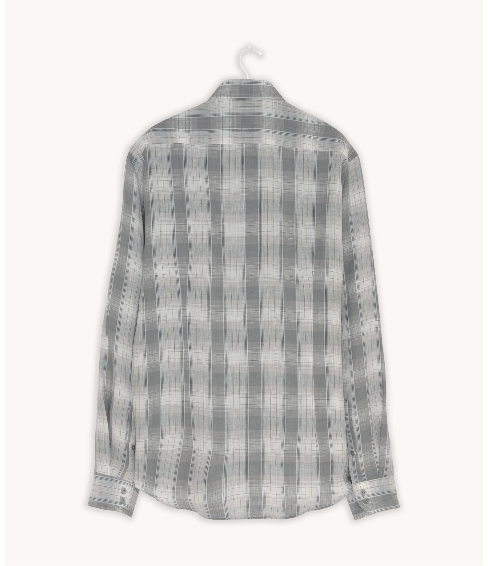 Camisa Puro Linho Xadrez Montego Ml Cinza