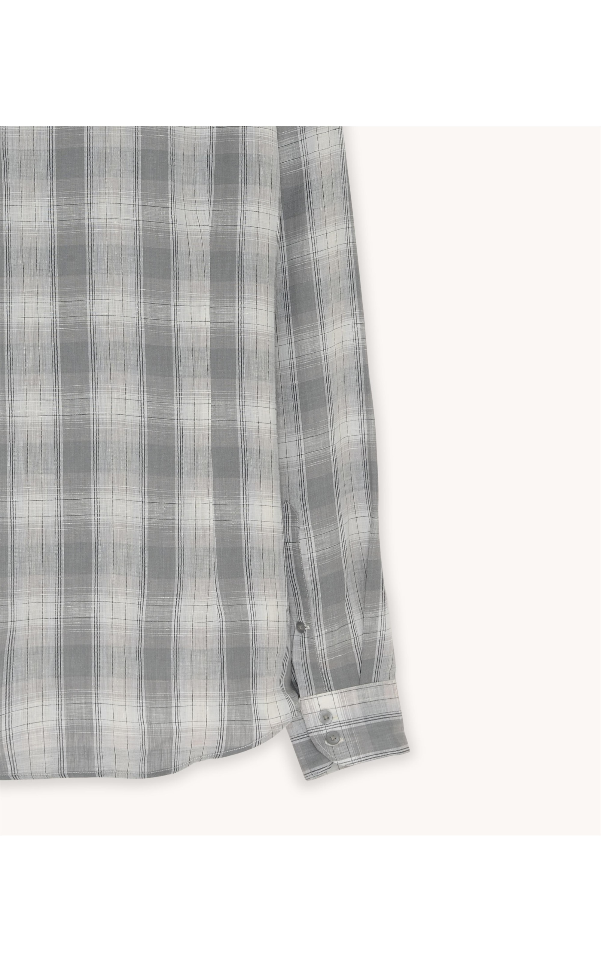 Camisa Puro Linho Xadrez Montego Ml Cinza