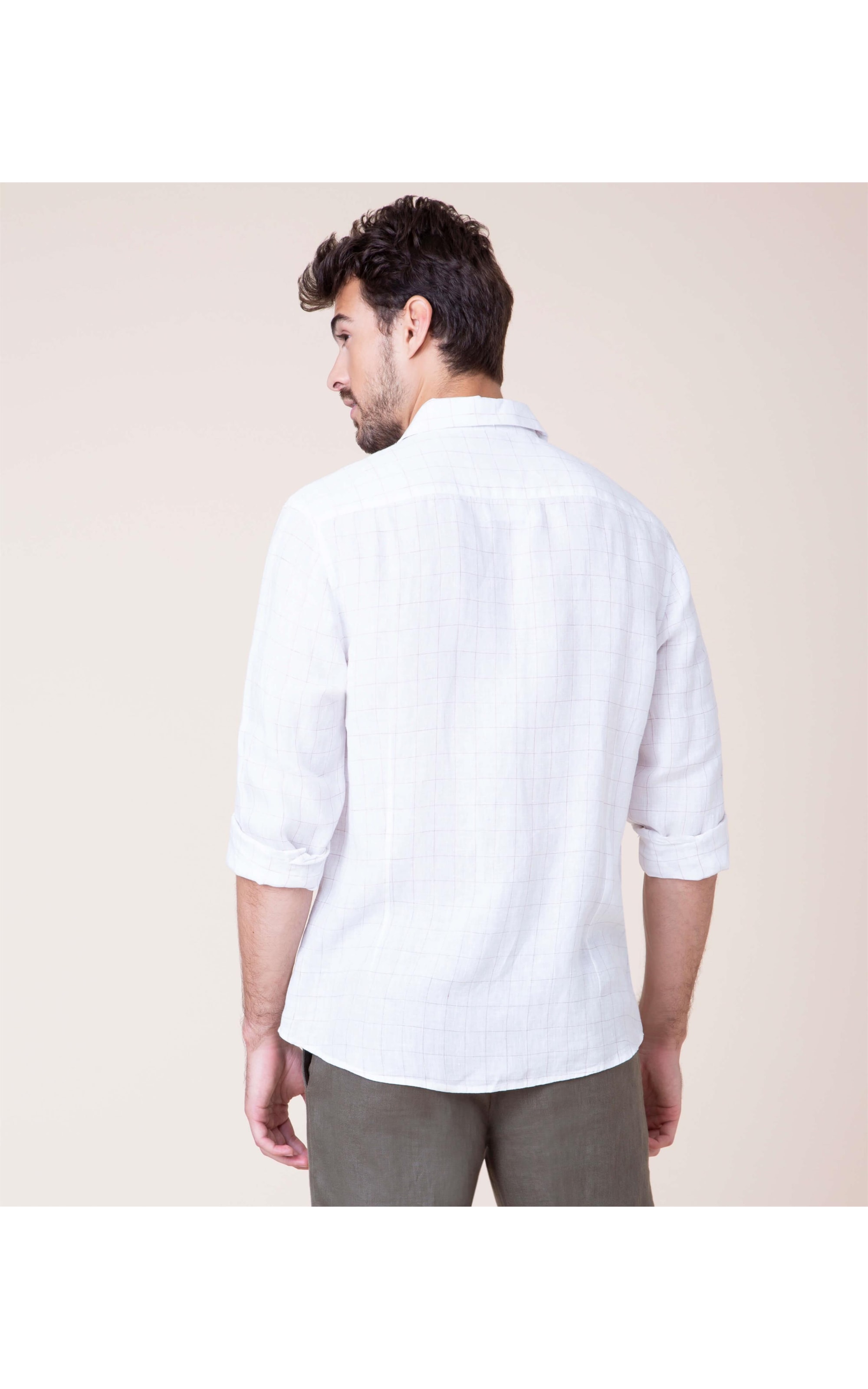 Camisa Puro Linho Yaffo Xadrez Ml Natural