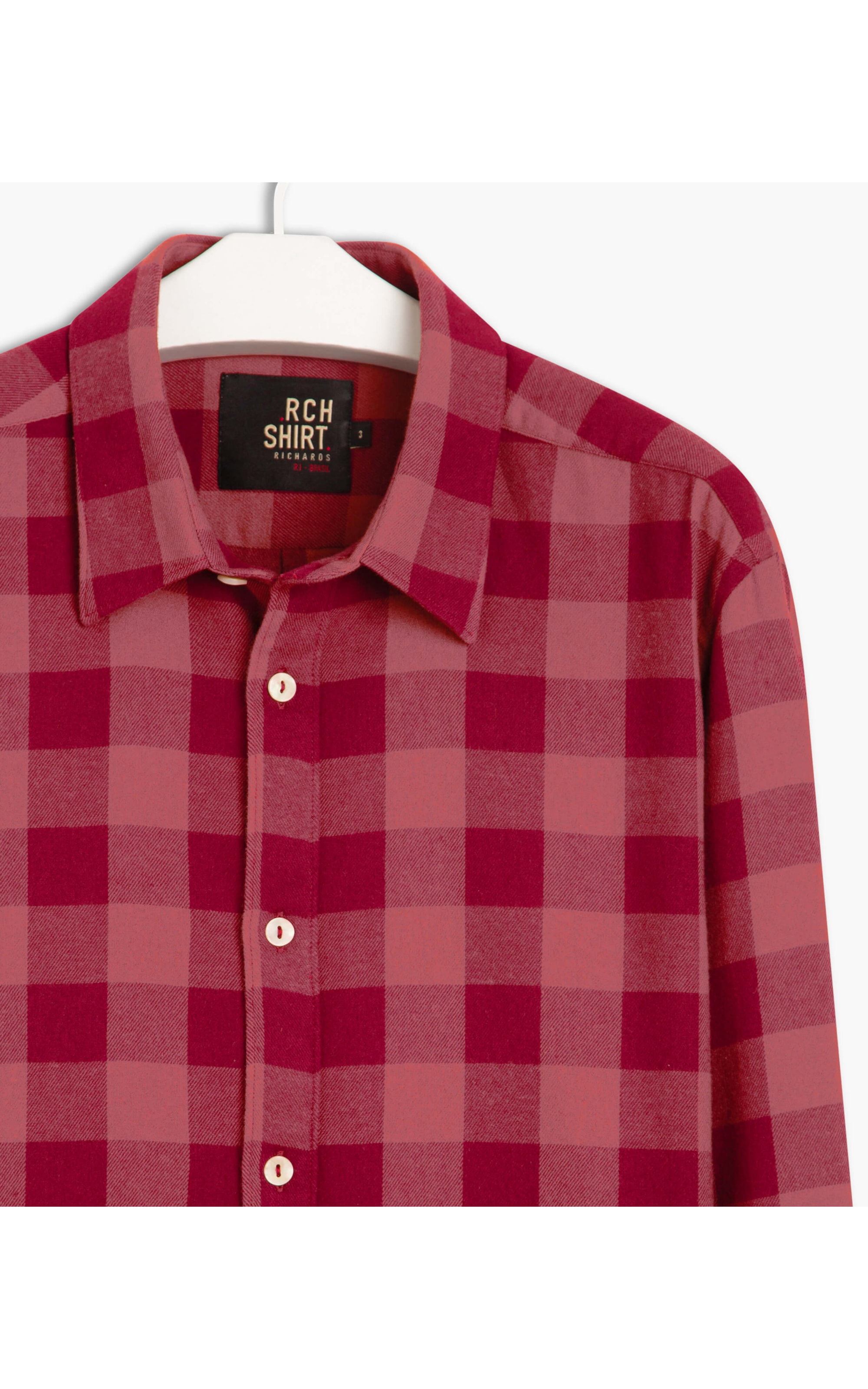 Camisa Ricardo Flanela Xadrez Ml Bordeaux