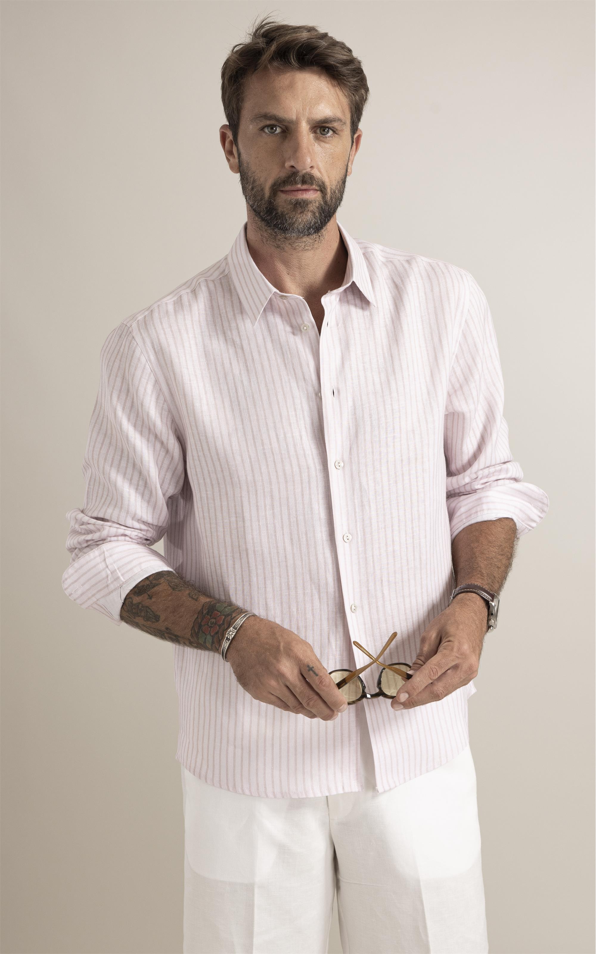 Camisa Riviera Linho Blend Rosa Velho