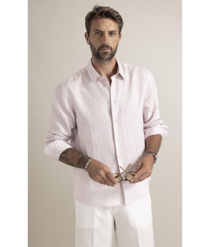 Camisa Riviera Linho Blend Rosa Velho