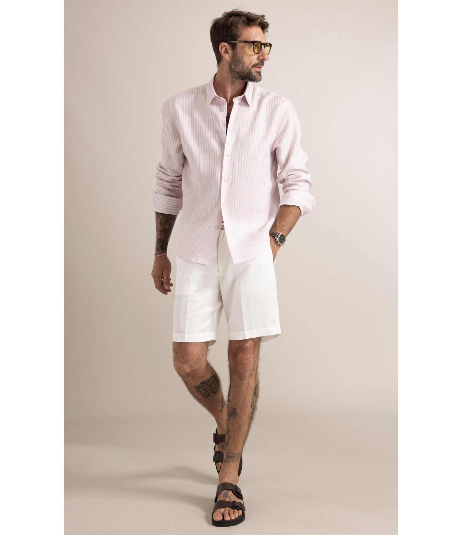 Camisa Riviera Linho Blend Rosa Velho