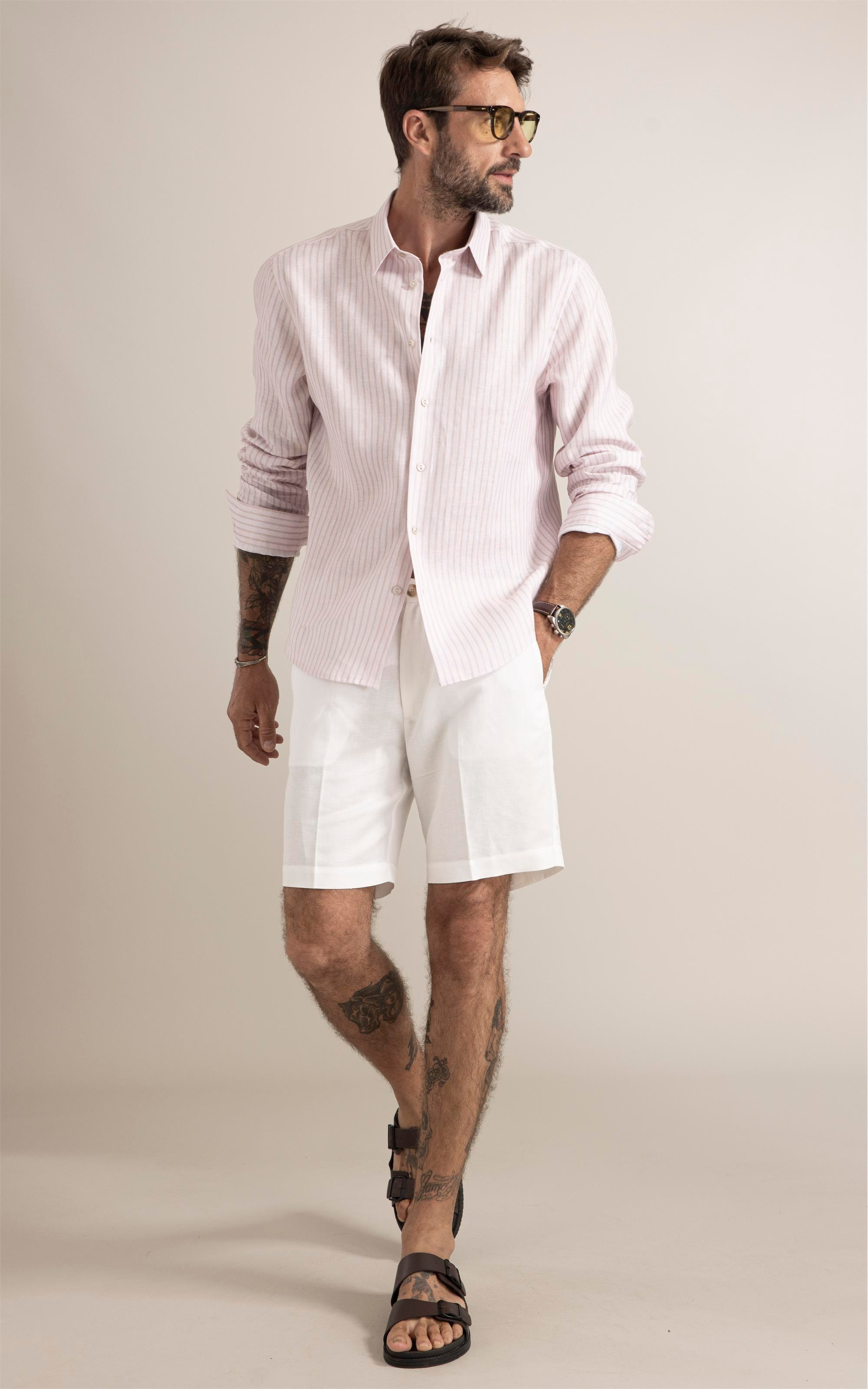 Camisa Riviera Linho Blend Rosa Velho
