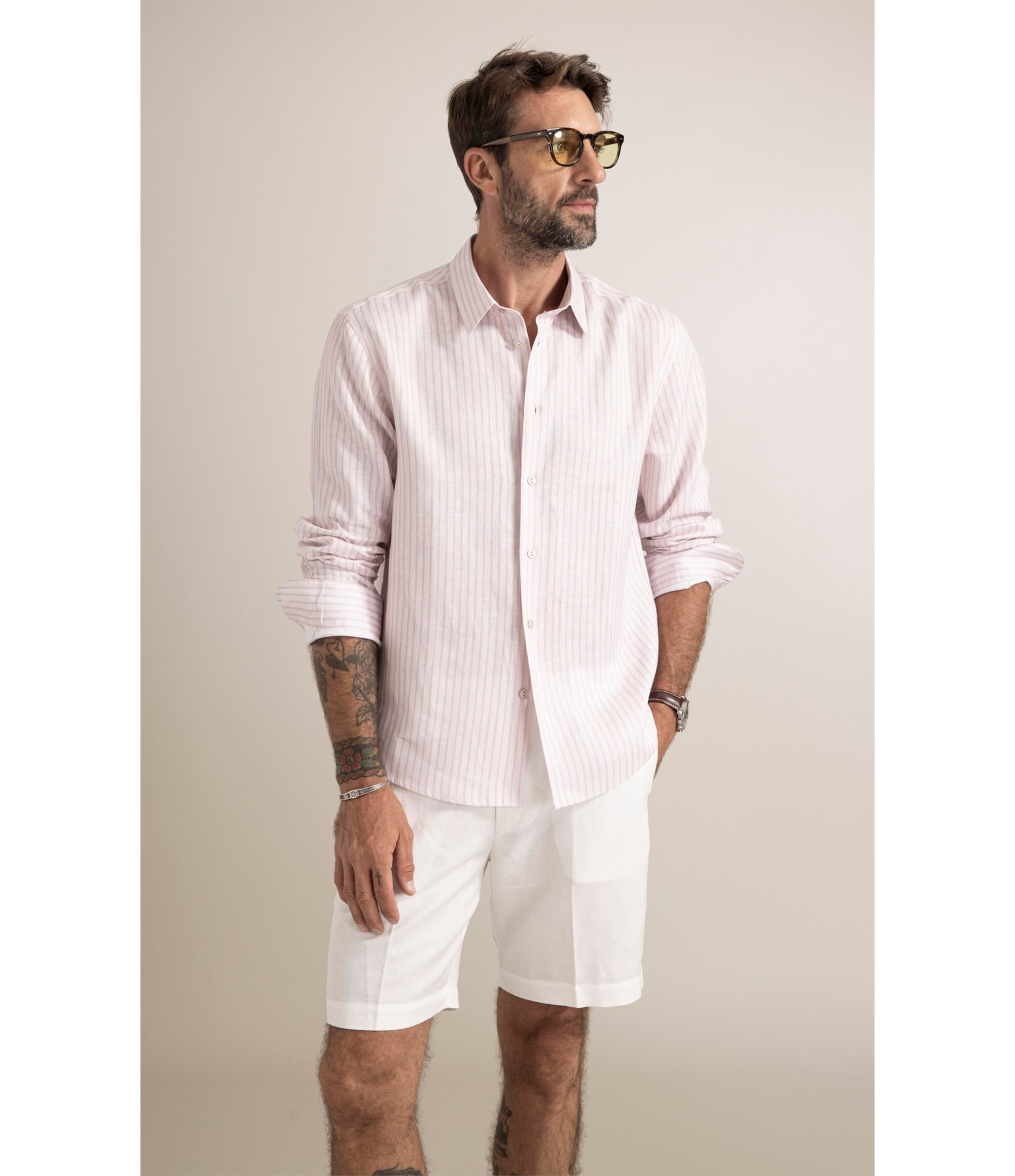 Camisa Riviera Linho Blend Rosa Velho