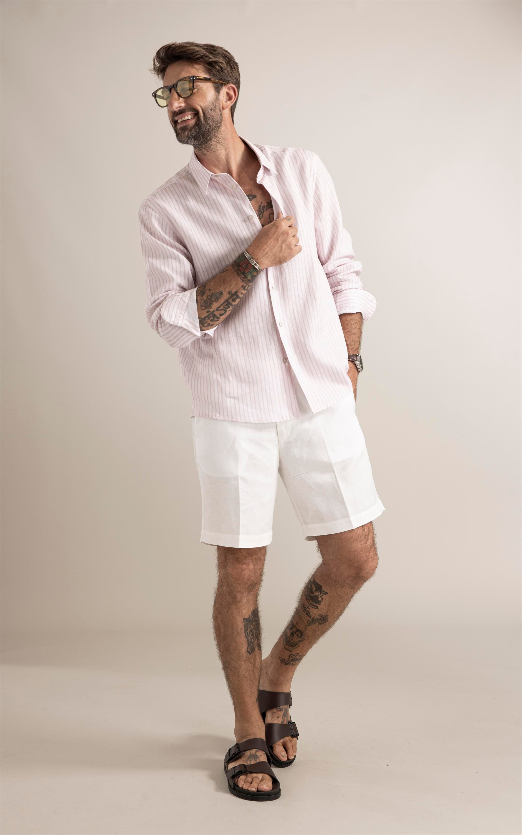 Camisa Riviera Linho Blend Rosa Velho