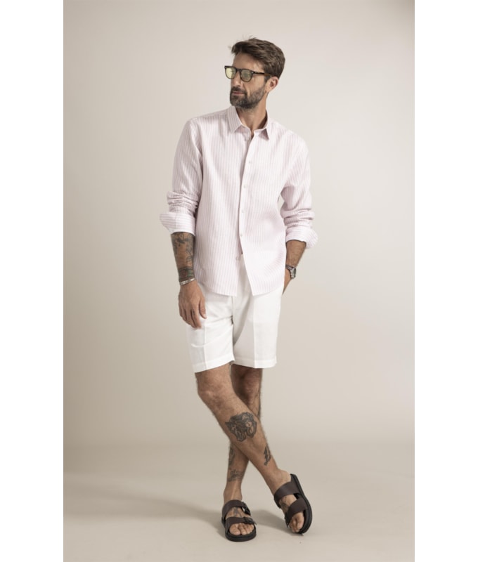 Camisa Riviera Linho Blend Rosa Velho