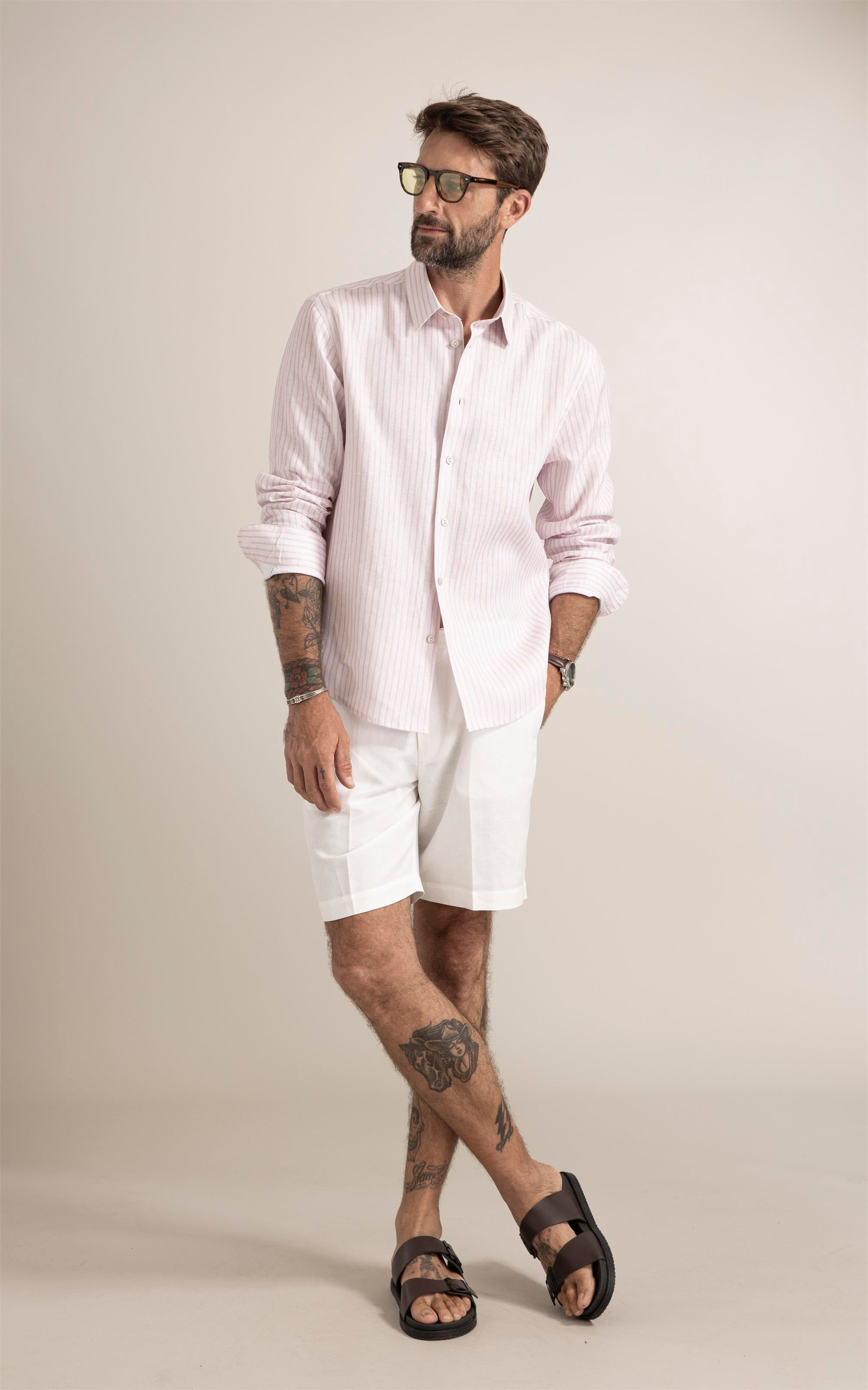 Camisa Riviera Linho Blend Rosa Velho