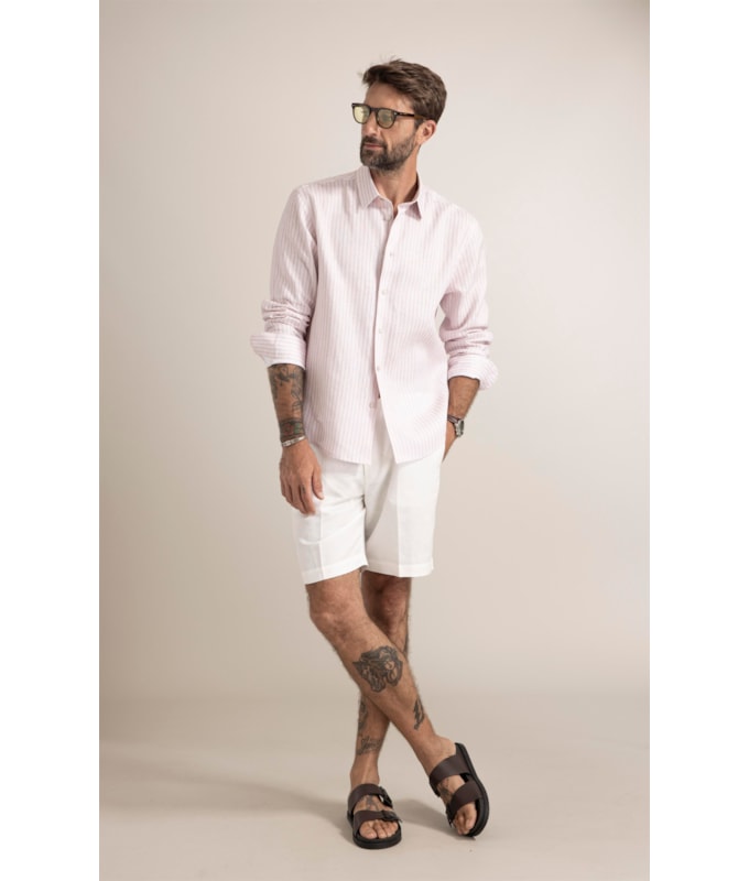 Camisa Riviera Linho Blend Rosa Velho