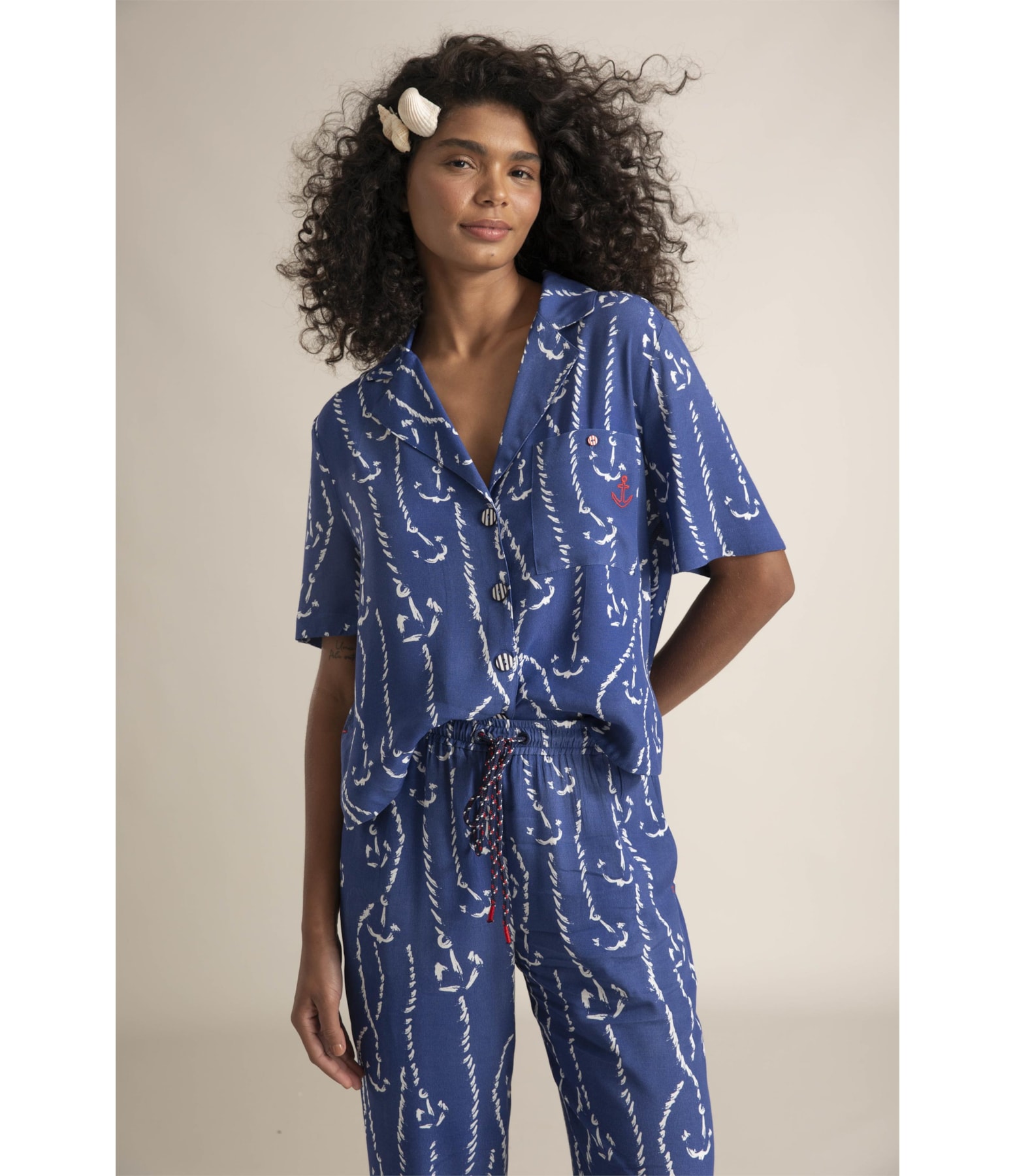 Camisa Robin Est Cordas Azul Bic