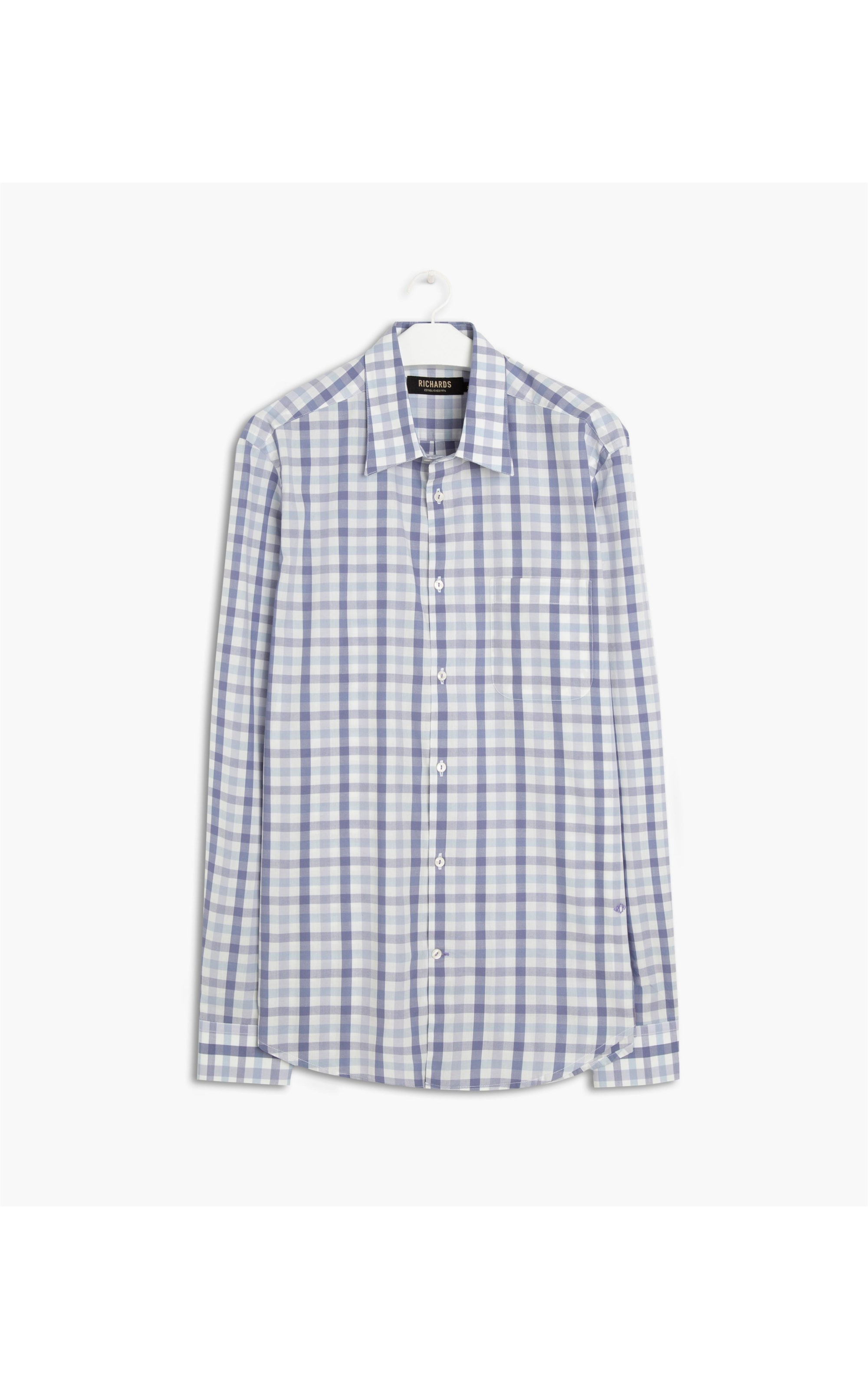 Camisa Roma Xadrez Ml Azul Bic
