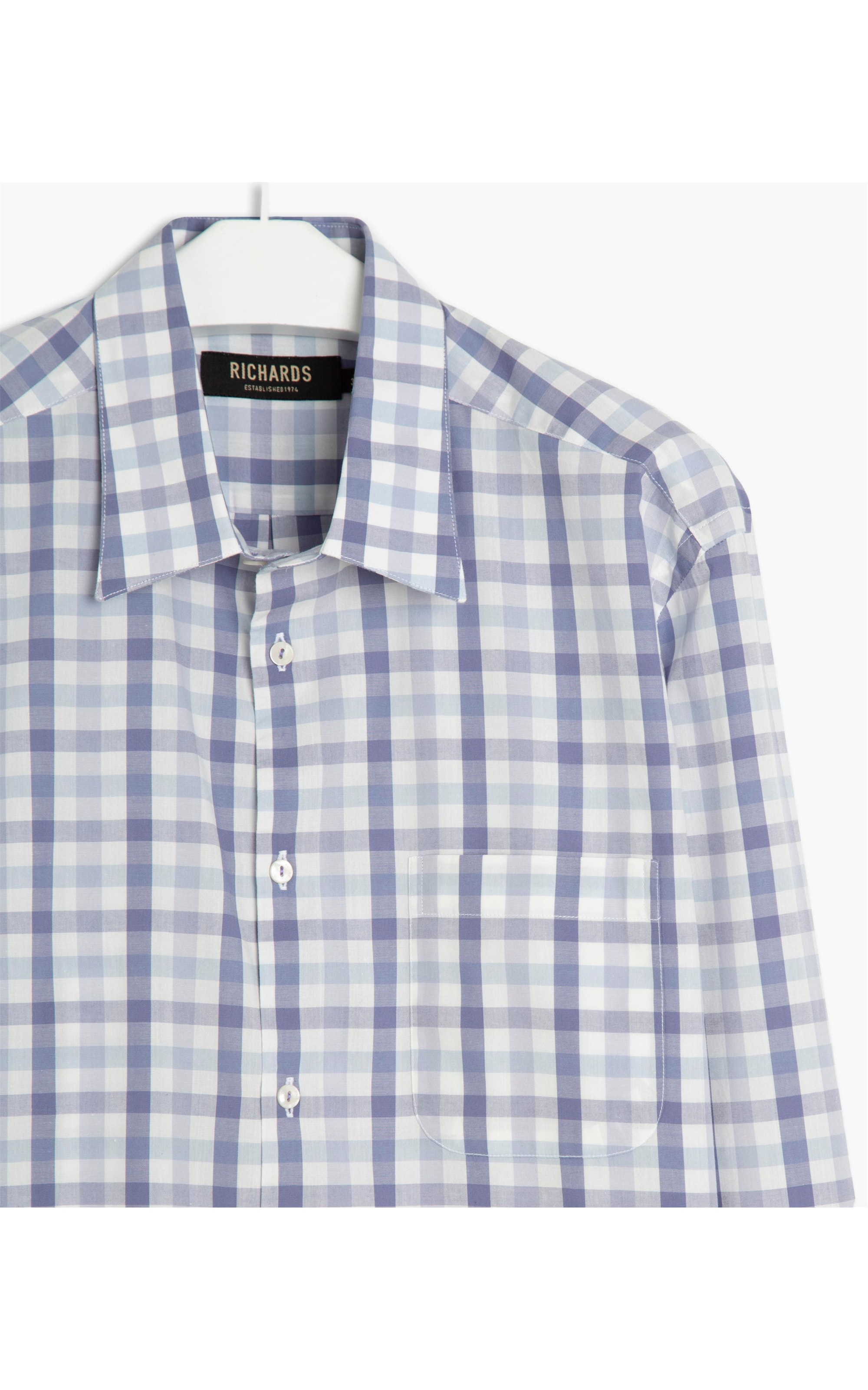 Camisa Roma Xadrez Ml Azul Bic