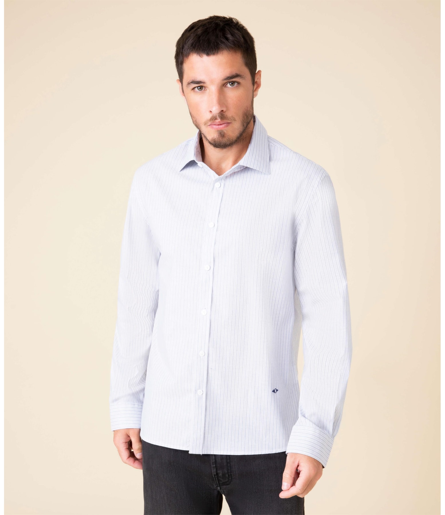 Camisa Romeu Listrada Ml Azul Bic